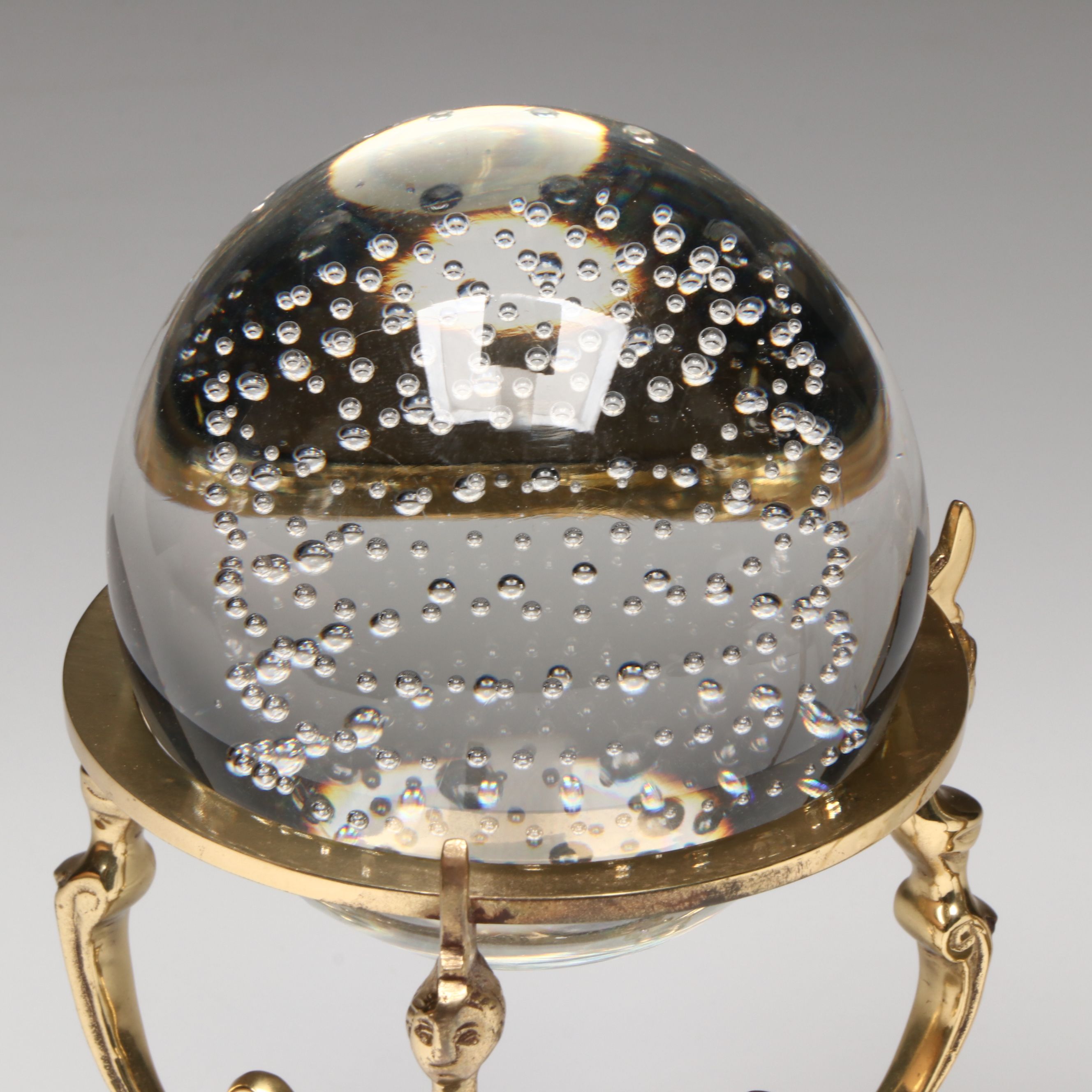 Wooden Hexagon Lidded Box with Glass and Metal Desk Décor