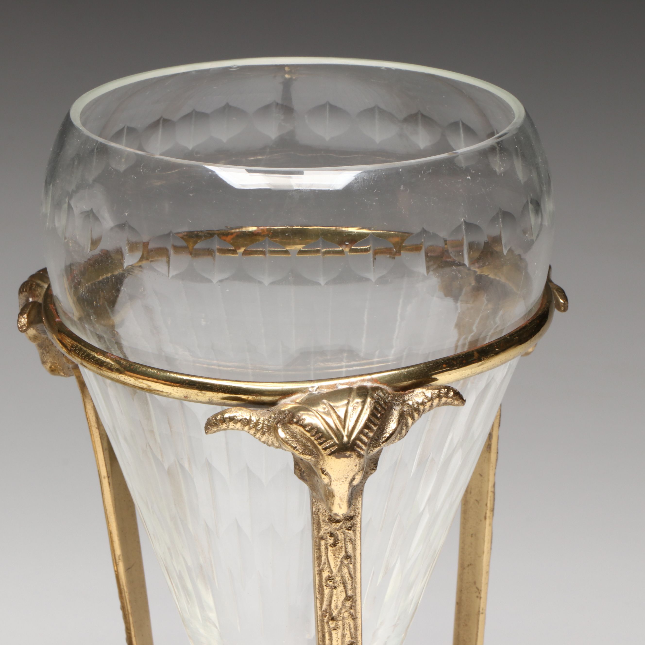 Wooden Hexagon Lidded Box with Glass and Metal Desk Décor