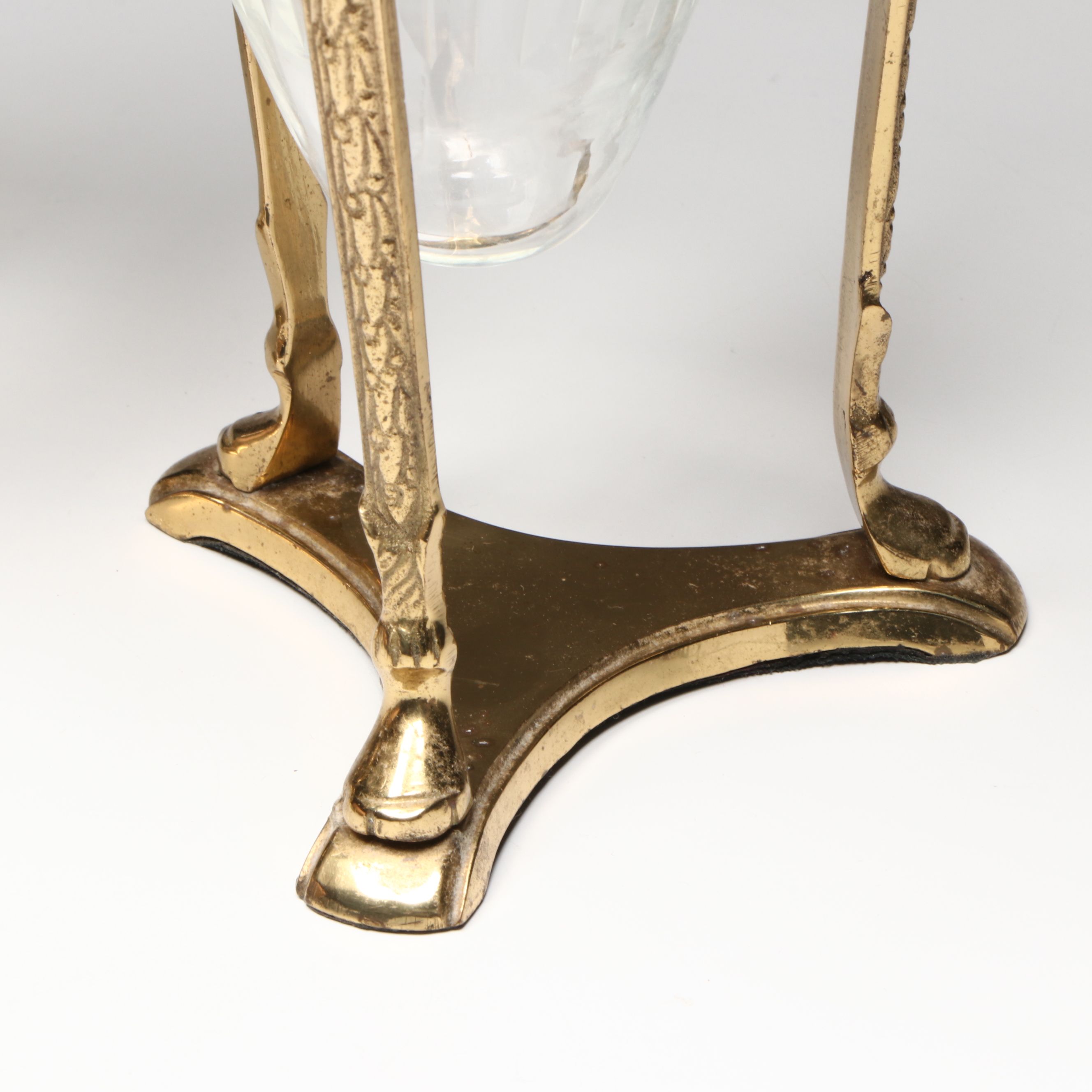 Wooden Hexagon Lidded Box with Glass and Metal Desk Décor