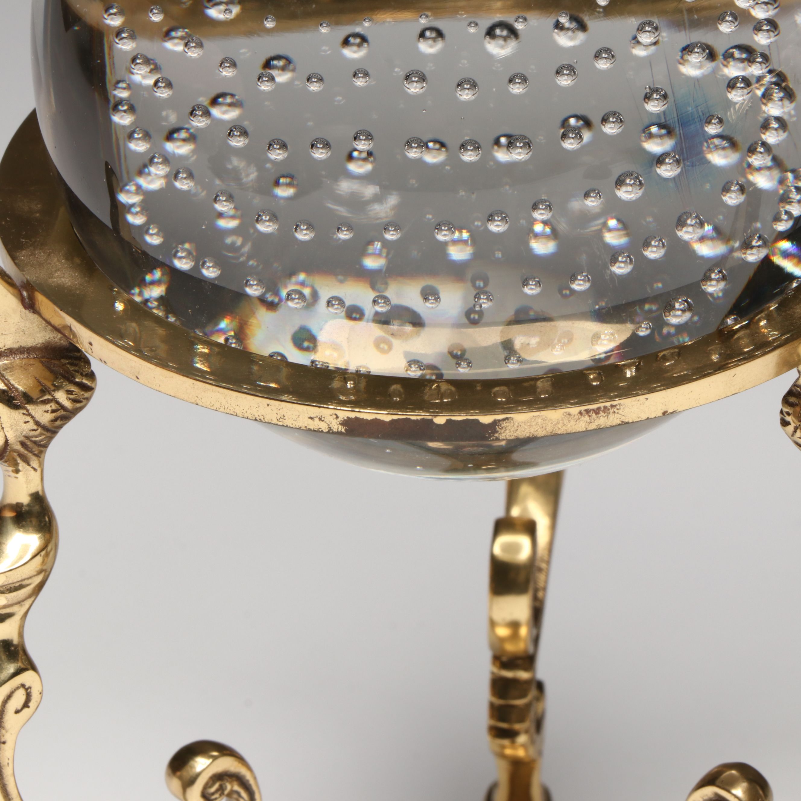 Wooden Hexagon Lidded Box with Glass and Metal Desk Décor