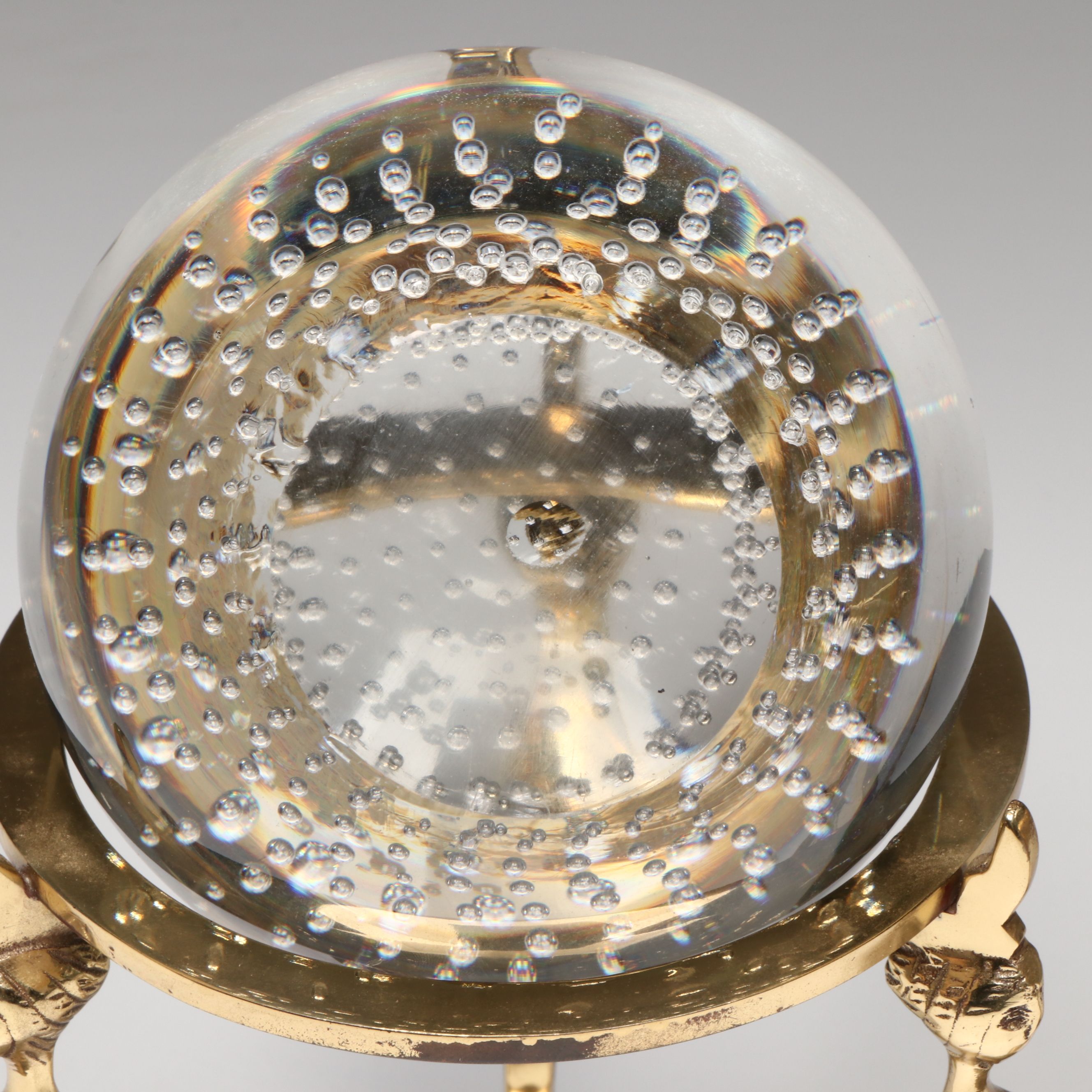 Wooden Hexagon Lidded Box with Glass and Metal Desk Décor