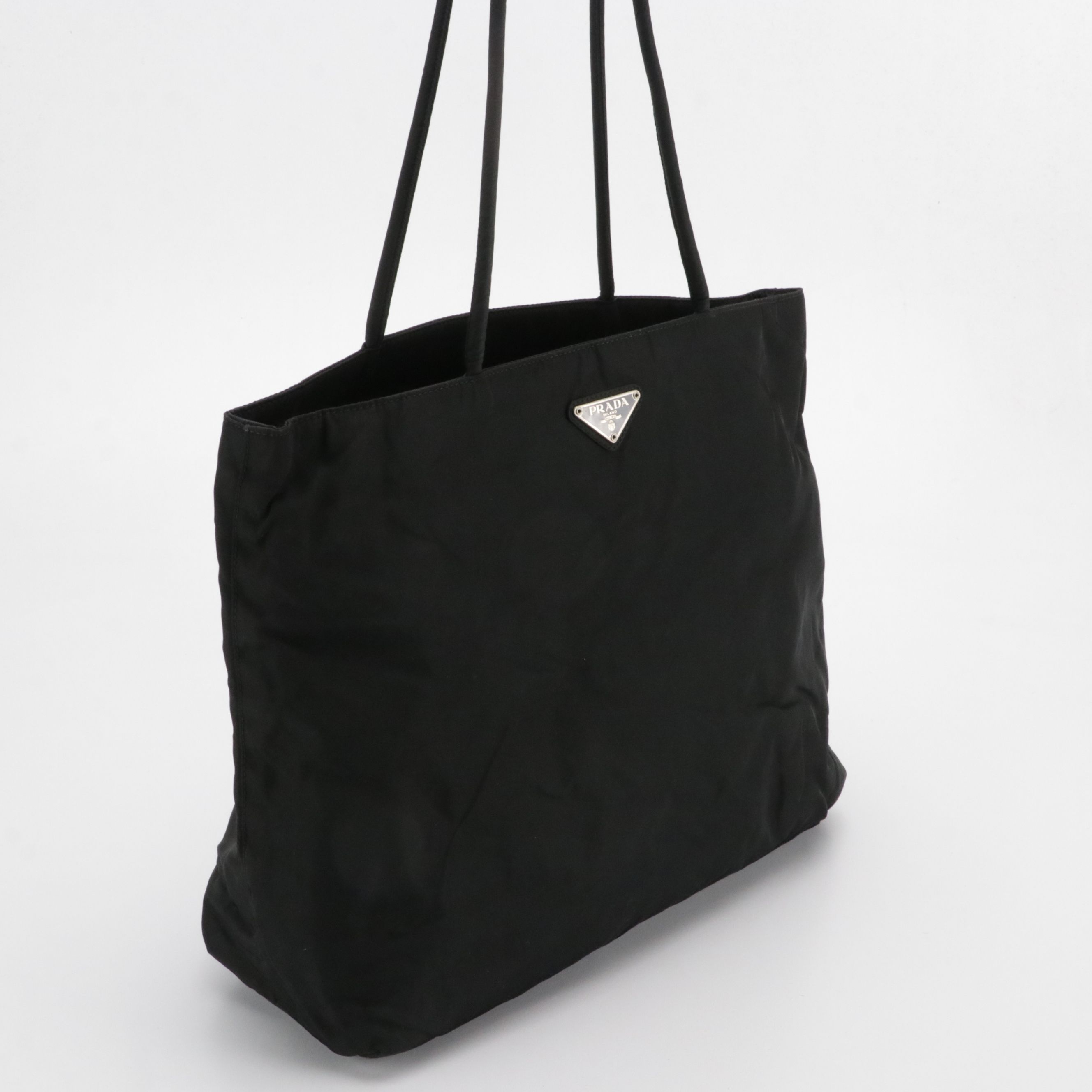 Prada Large Middle Zip Tote in Black Tessuto Nylon