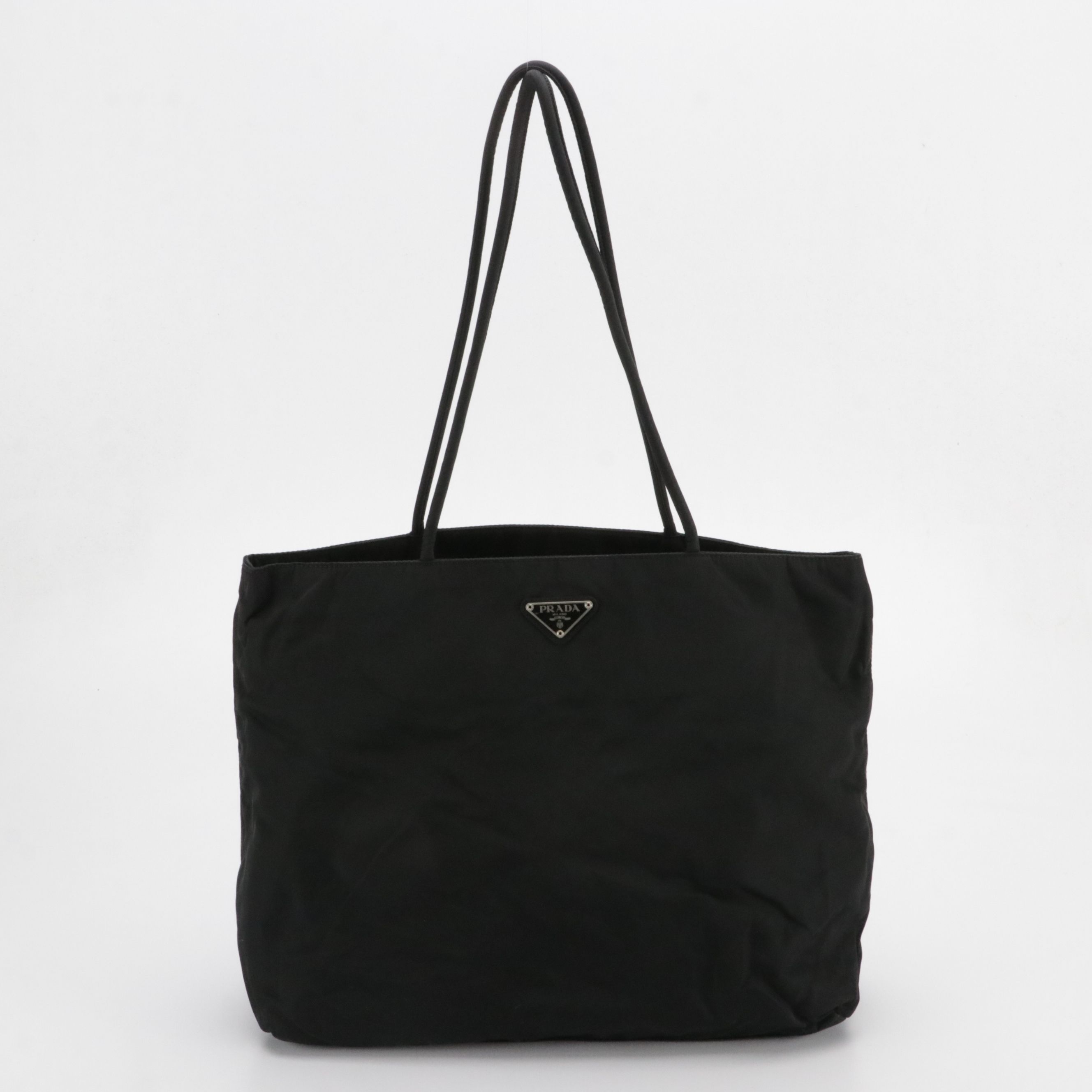 Prada Large Middle Zip Tote in Black Tessuto Nylon