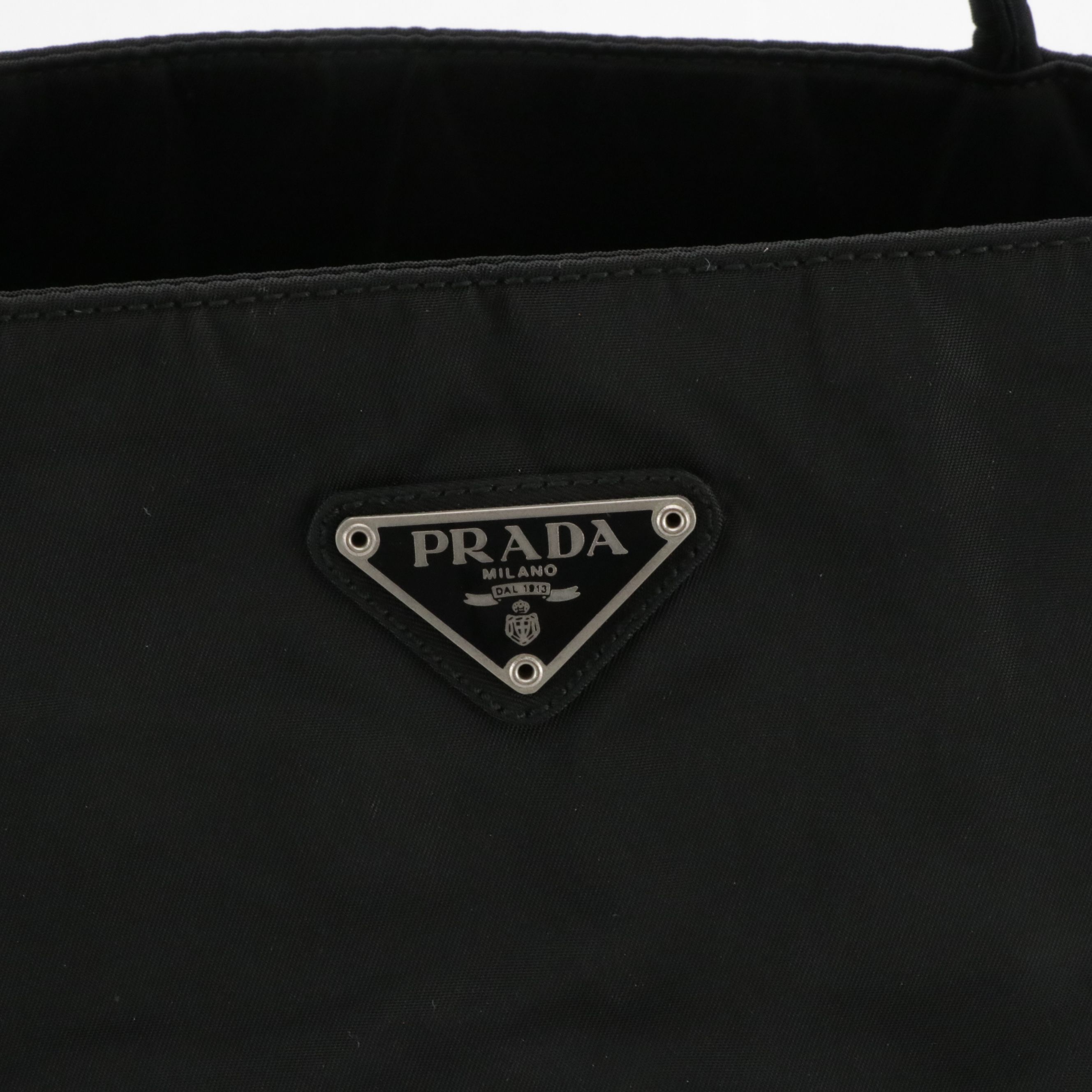 Prada Large Middle Zip Tote in Black Tessuto Nylon