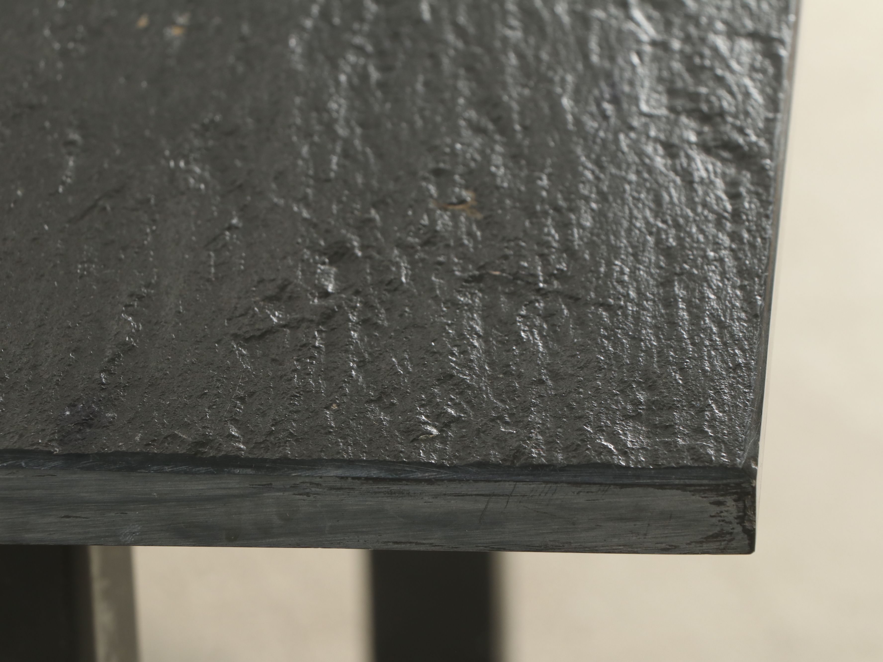 Contemporary Powder Coated Steel Conference Table with Three-Piece Slate Top