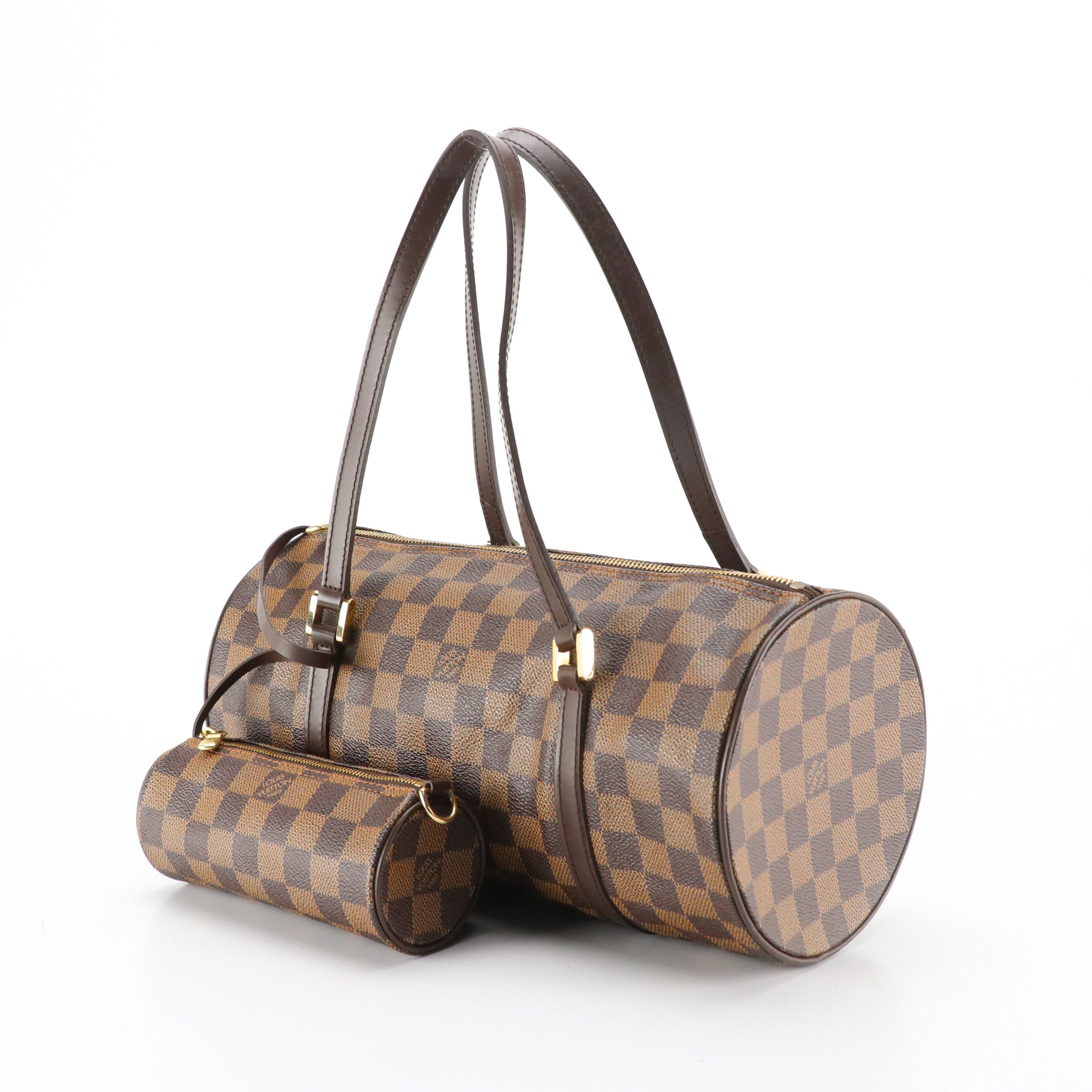 Louis Vuitton Papillon 30 with Pouch in Damier Ebene Canvas and Brown Leather