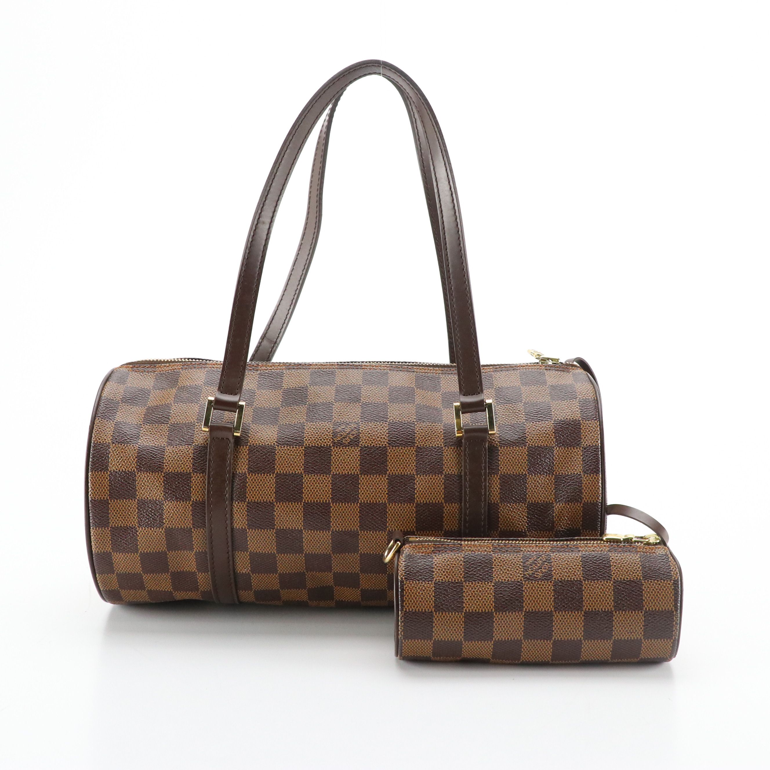 Louis Vuitton Papillon 30 with Pouch in Damier Ebene Canvas and Brown Leather