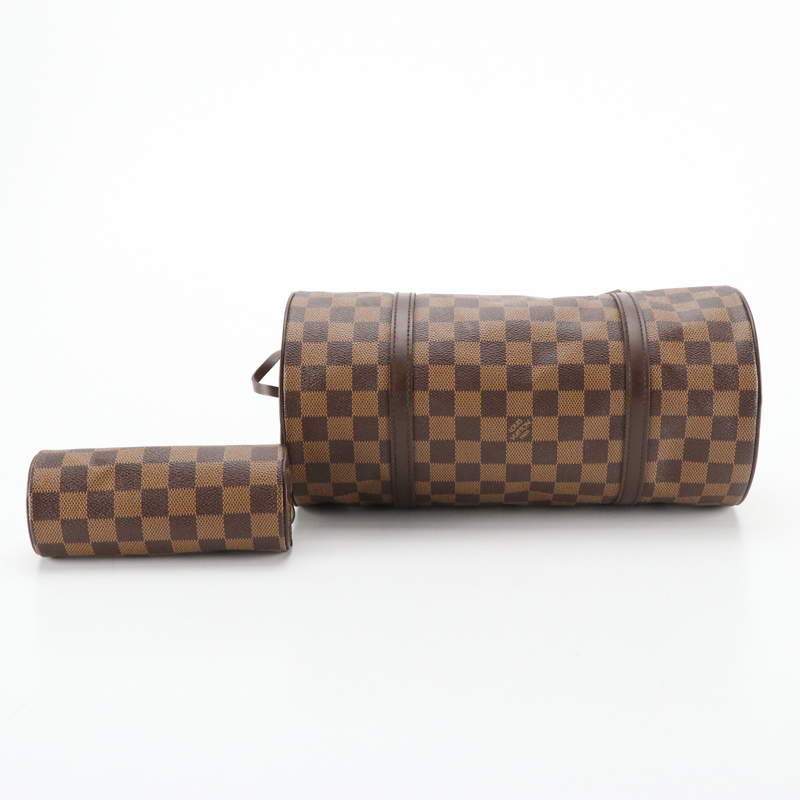 Louis Vuitton Papillon 30 with Pouch in Damier Ebene Canvas and Brown Leather
