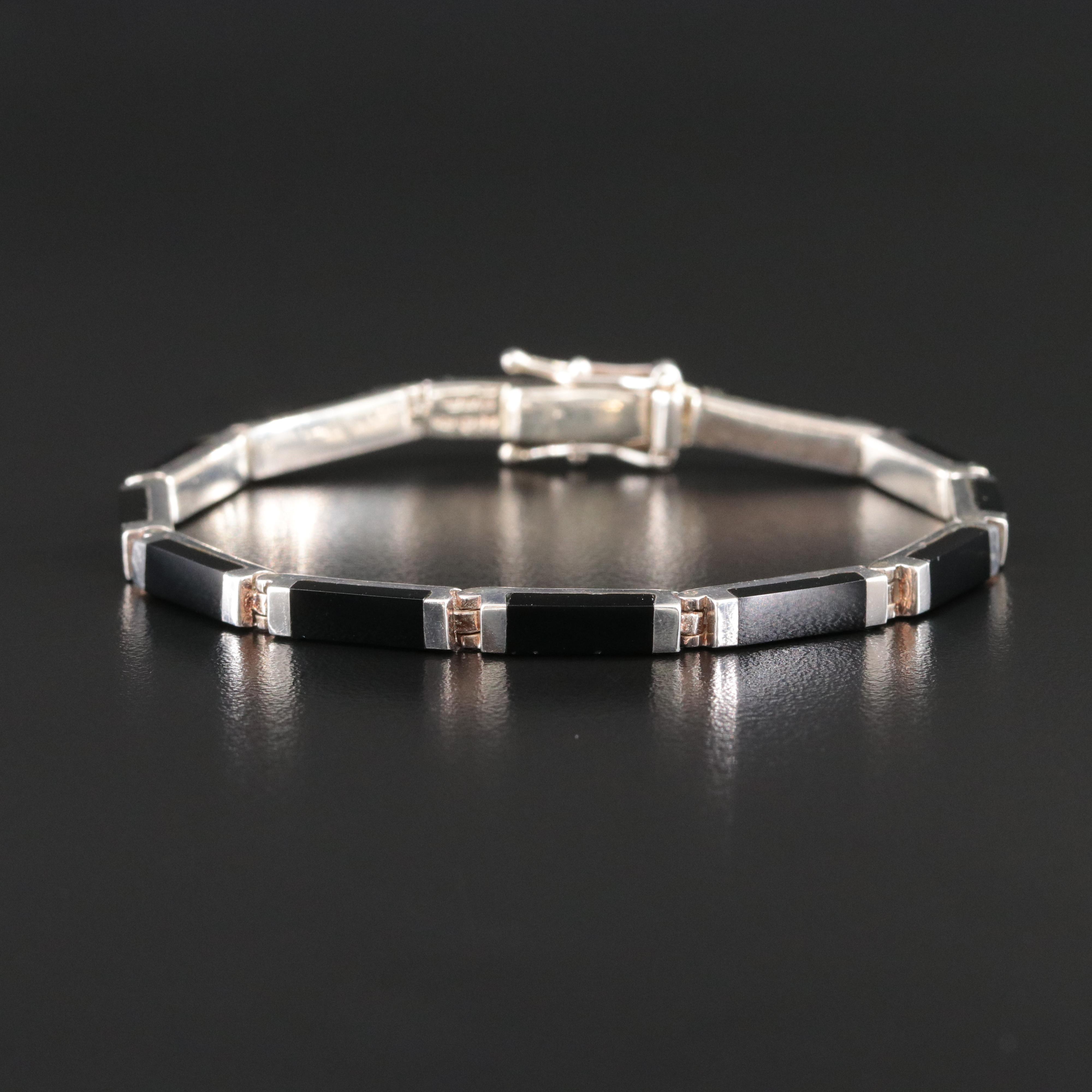 Sterling and Black Onyx Line Bracelet