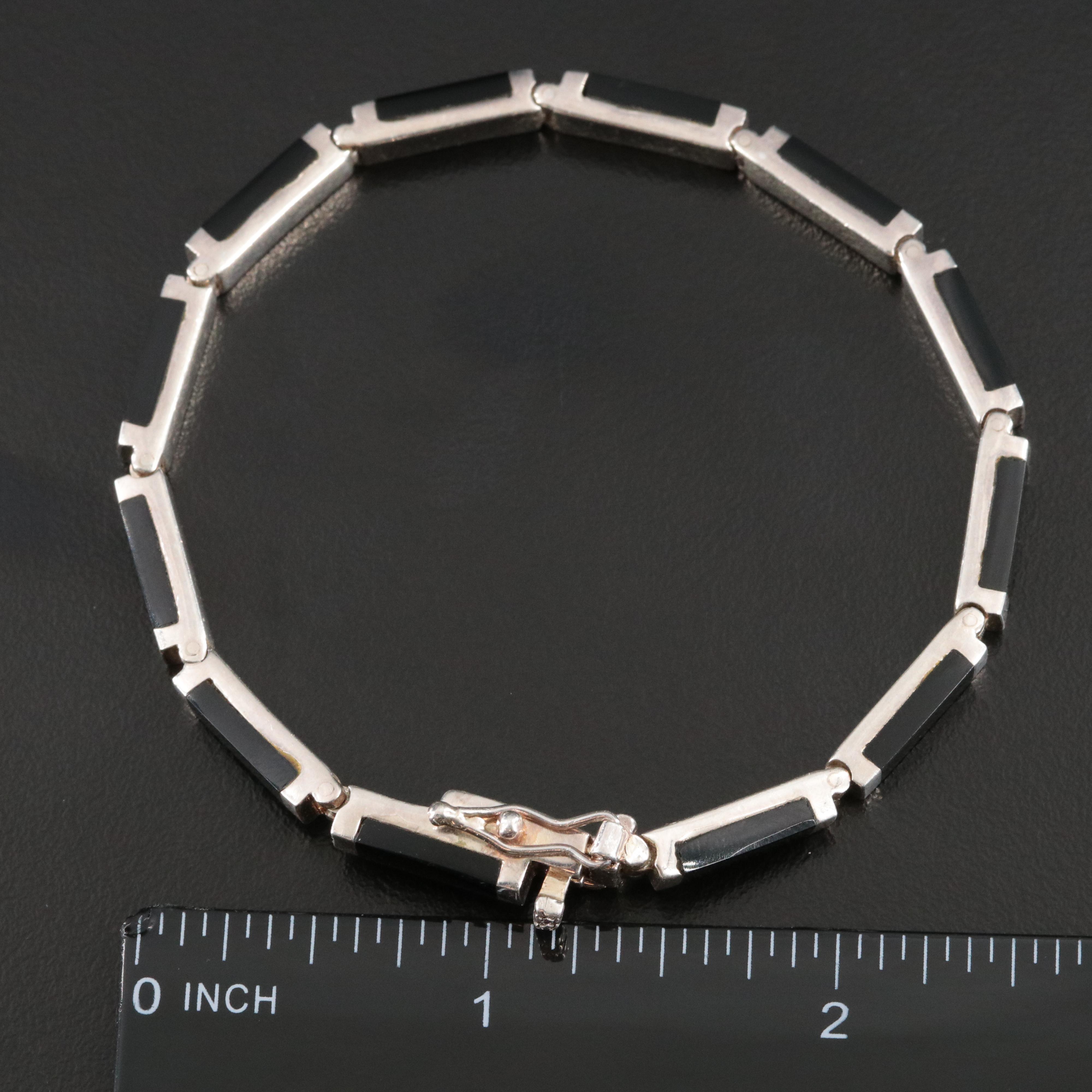 Sterling and Black Onyx Line Bracelet