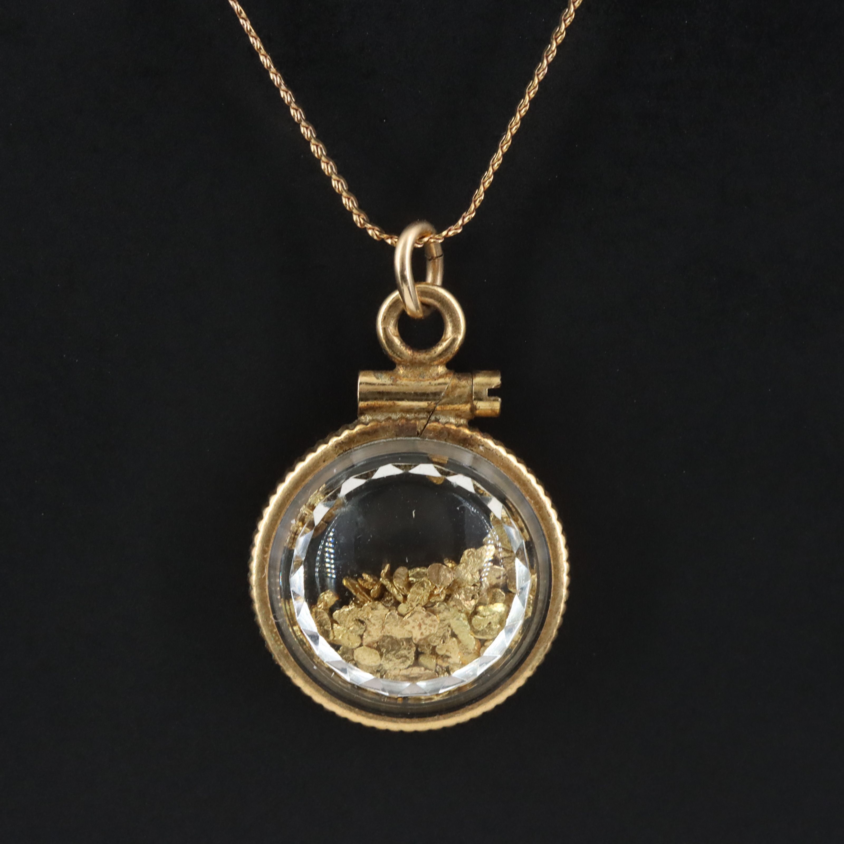 9K Serpentine Chain Necklace with Gold-Filled Nugget Pendant