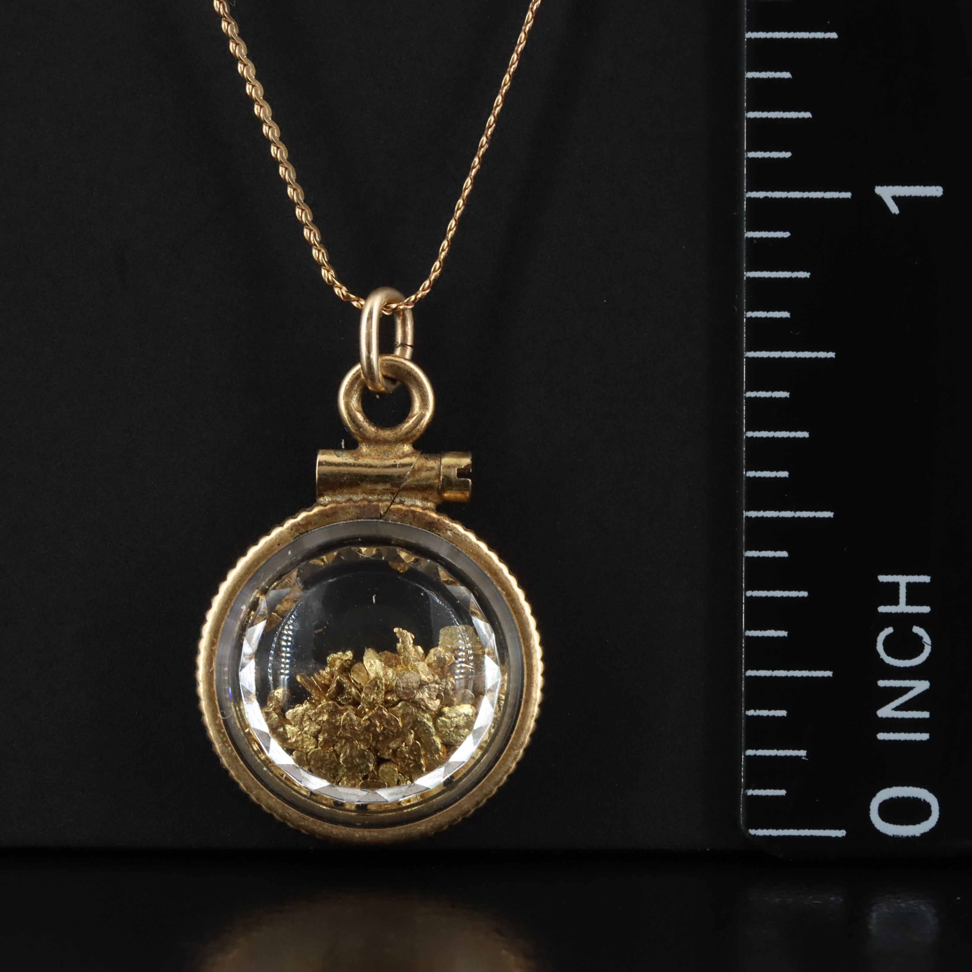 9K Serpentine Chain Necklace with Gold-Filled Nugget Pendant