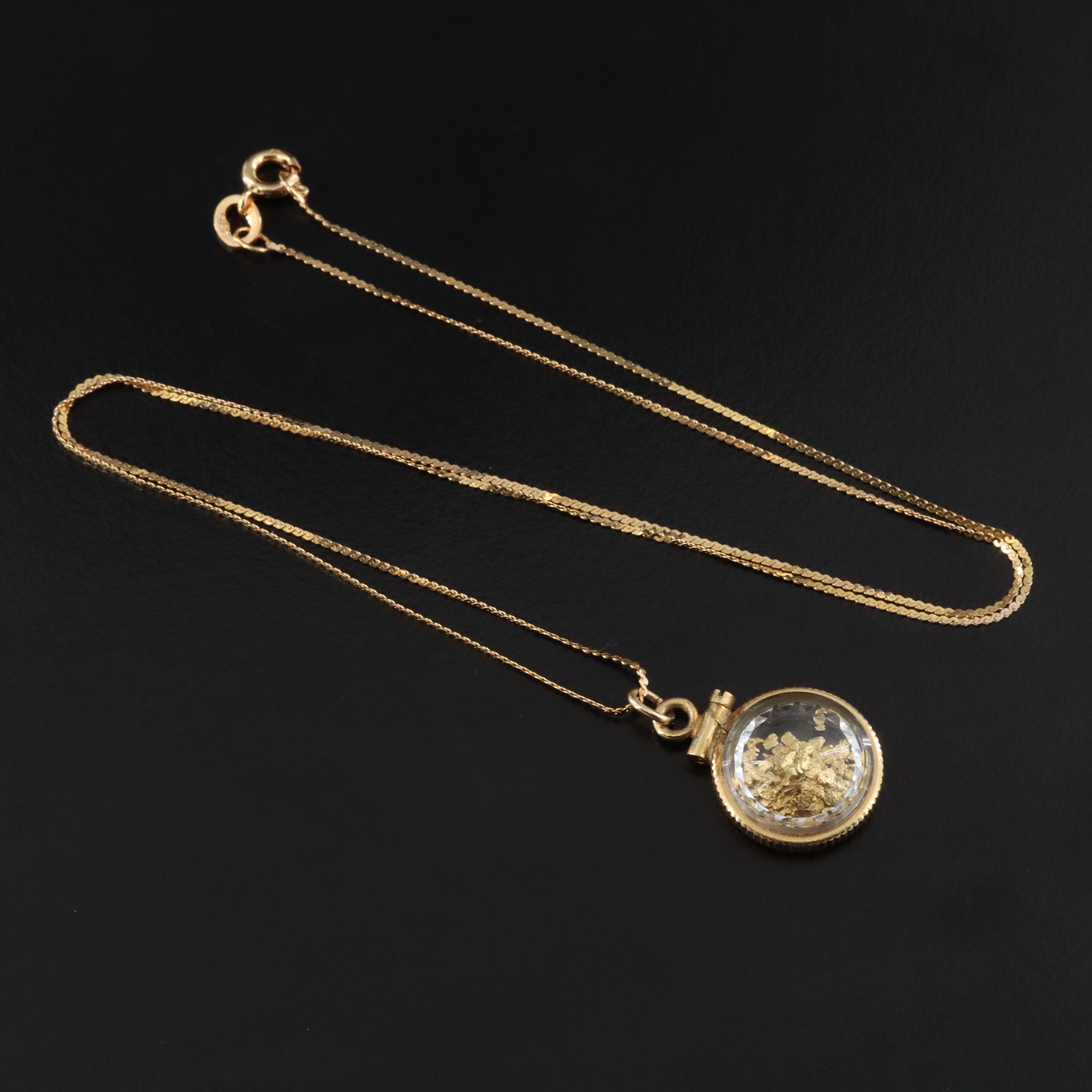 9K Serpentine Chain Necklace with Gold-Filled Nugget Pendant