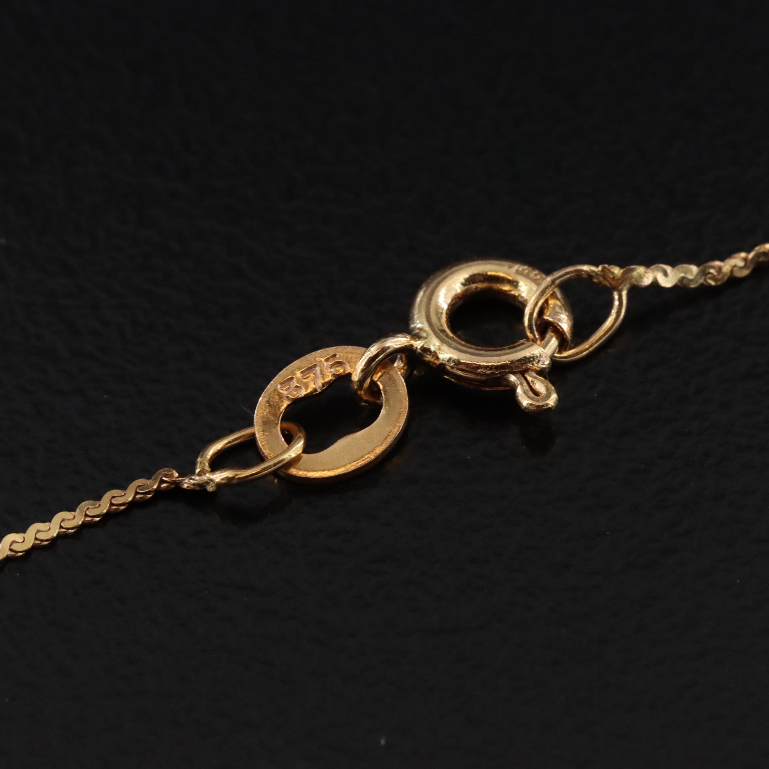 9K Serpentine Chain Necklace with Gold-Filled Nugget Pendant
