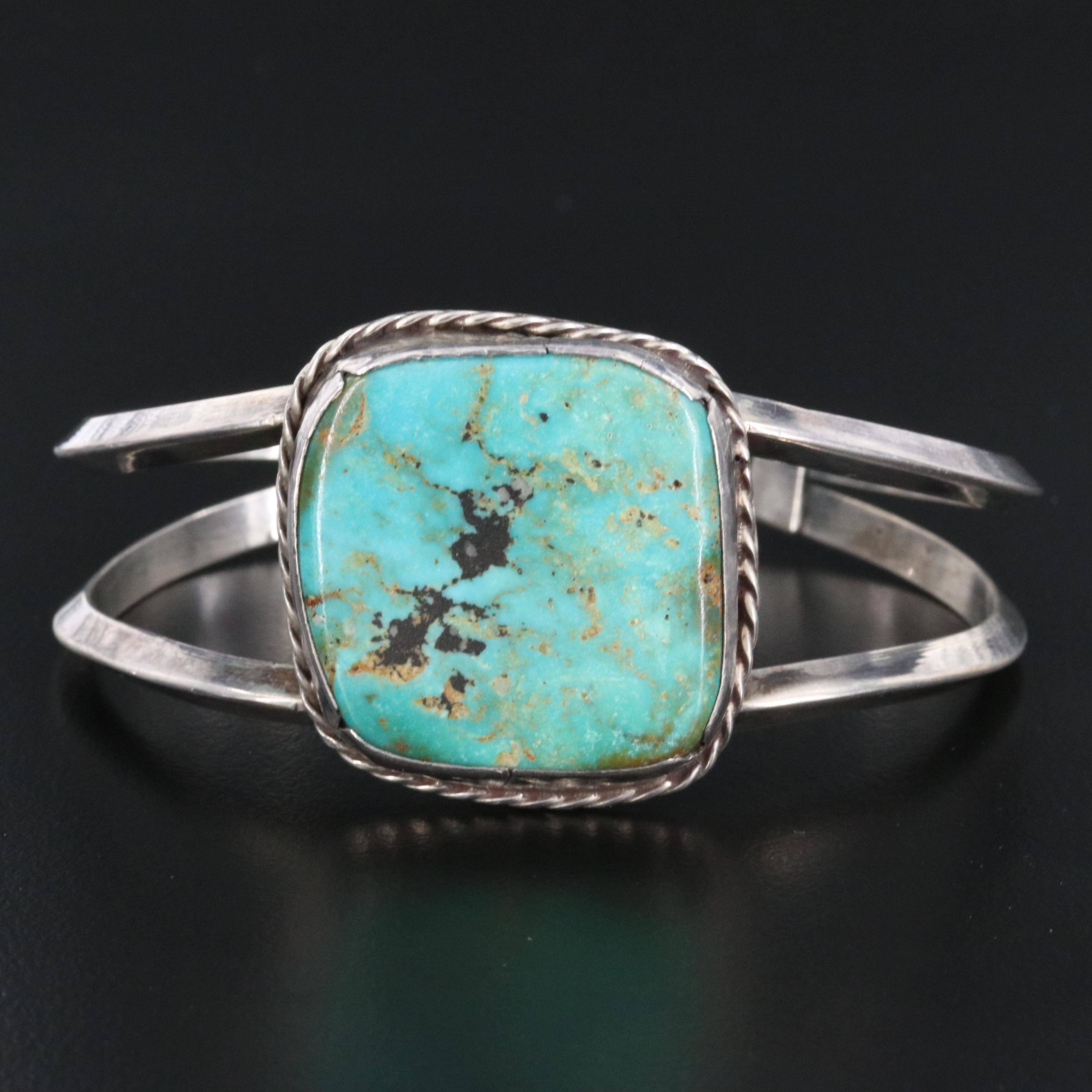 Western Style Sterling Turquoise Cuff Bracelet