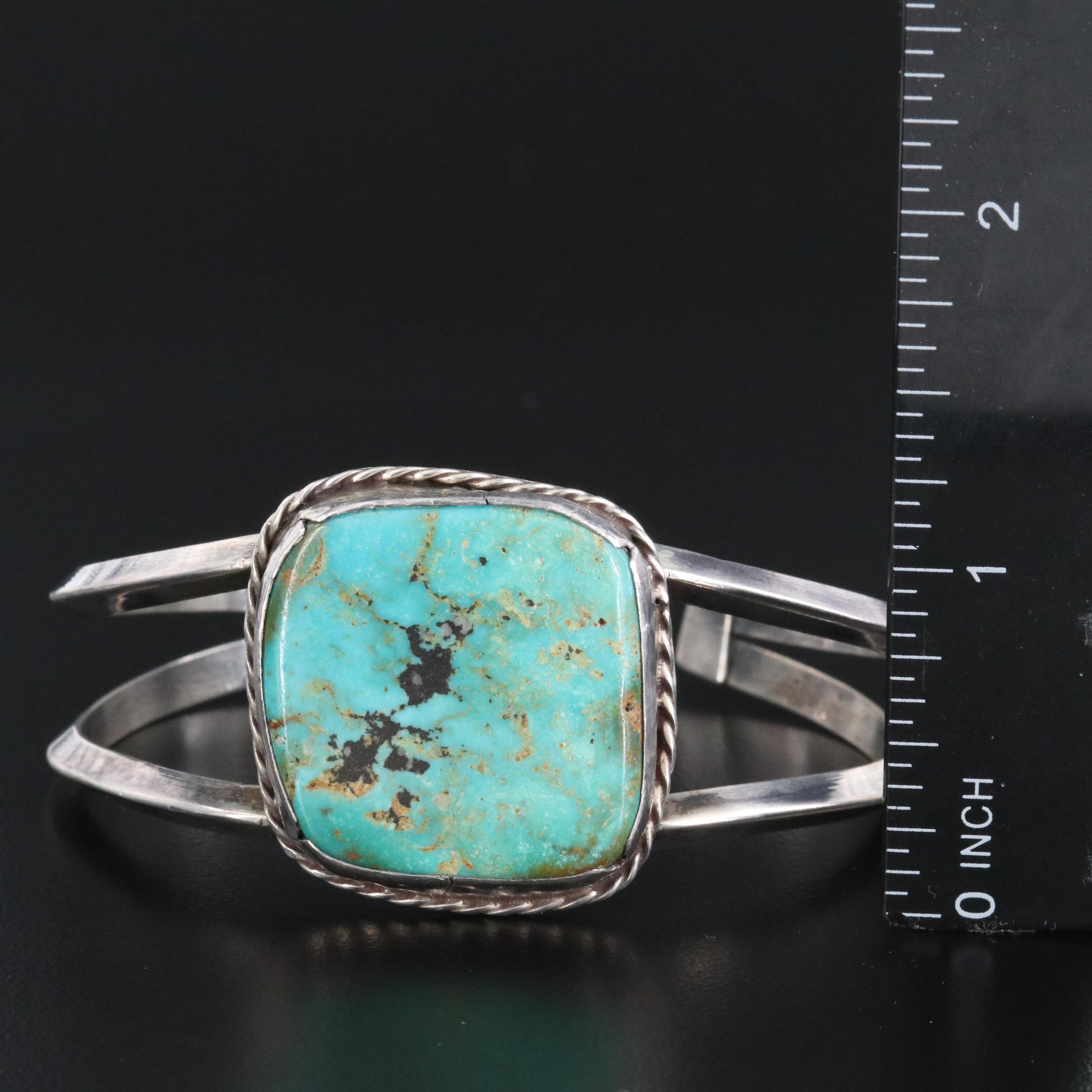 Western Style Sterling Turquoise Cuff Bracelet