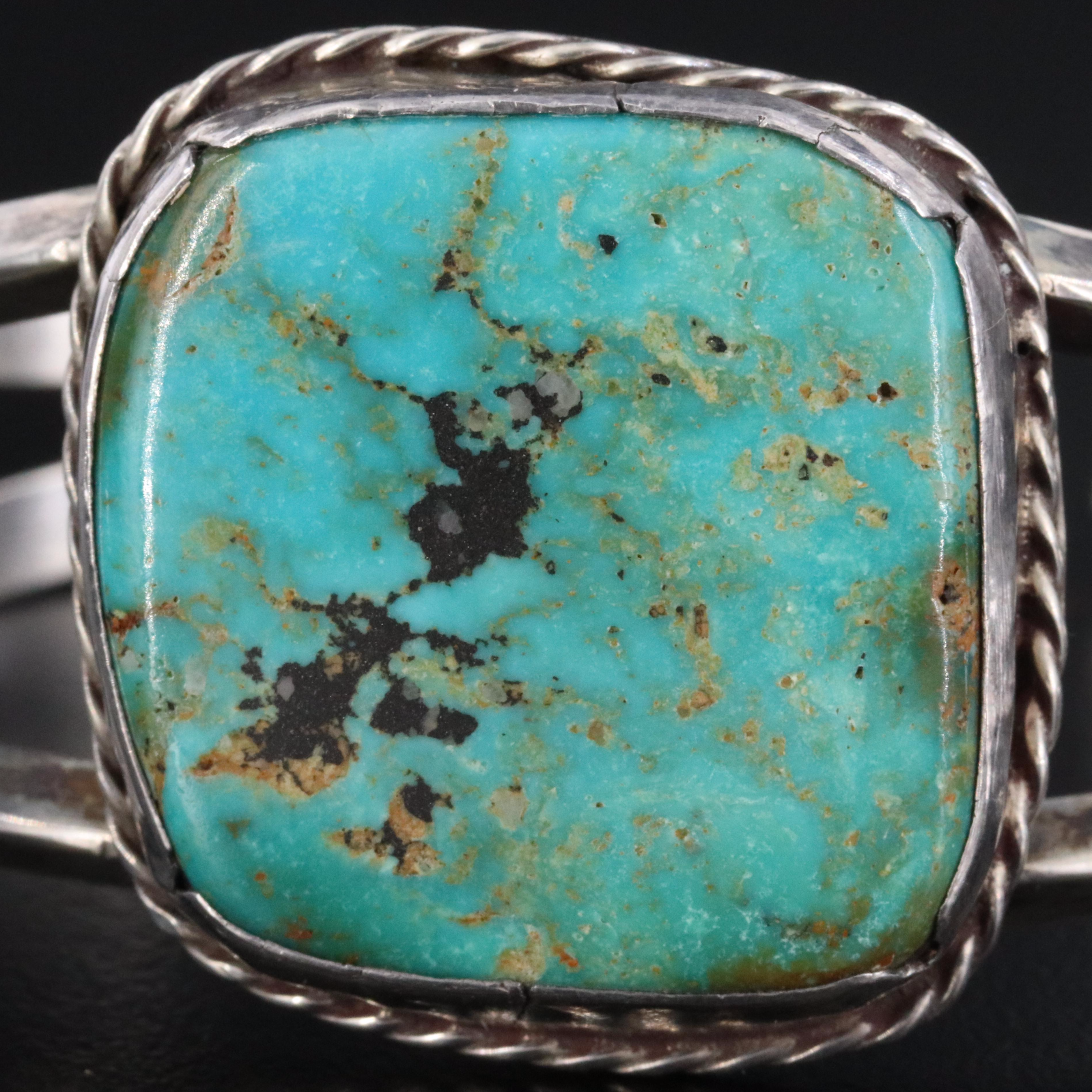 Western Style Sterling Turquoise Cuff Bracelet