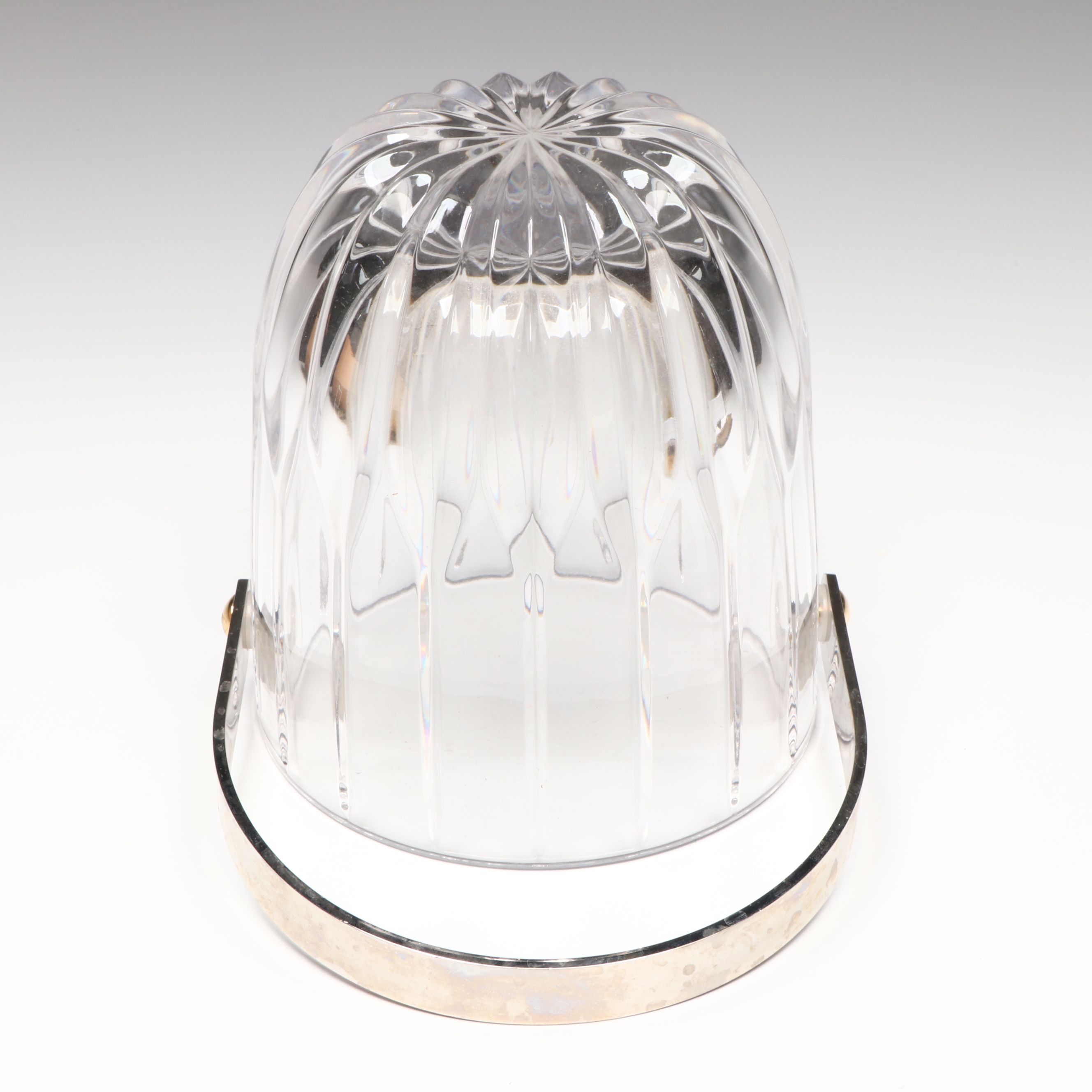 Hollywood Regency Style Crystal Ice Bucket with Brass Tray and Matchbox Holder