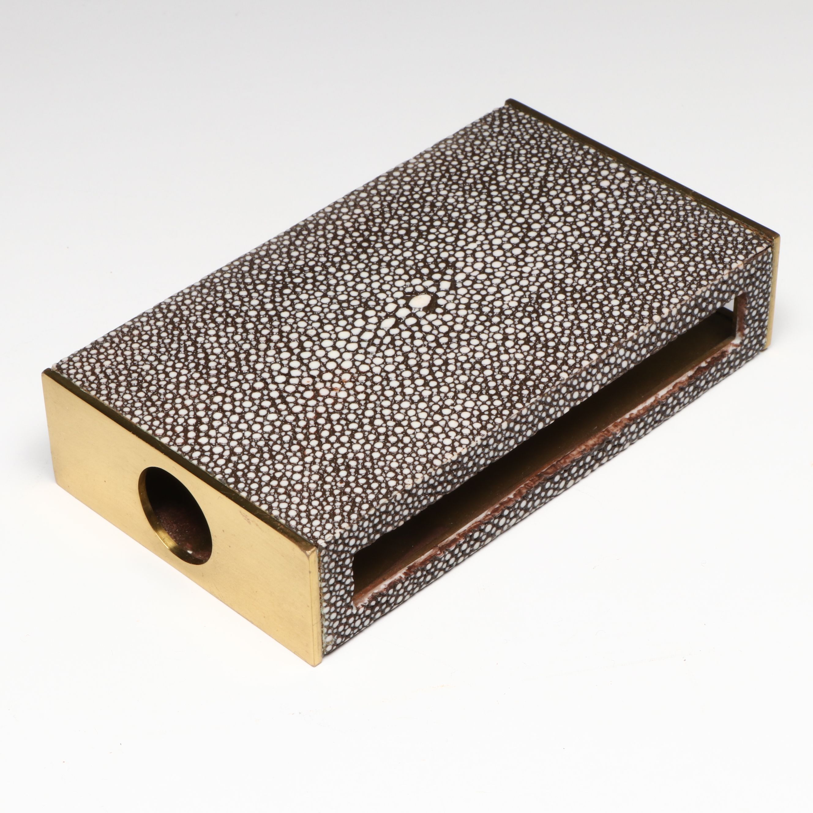 Hollywood Regency Style Crystal Ice Bucket with Brass Tray and Matchbox Holder