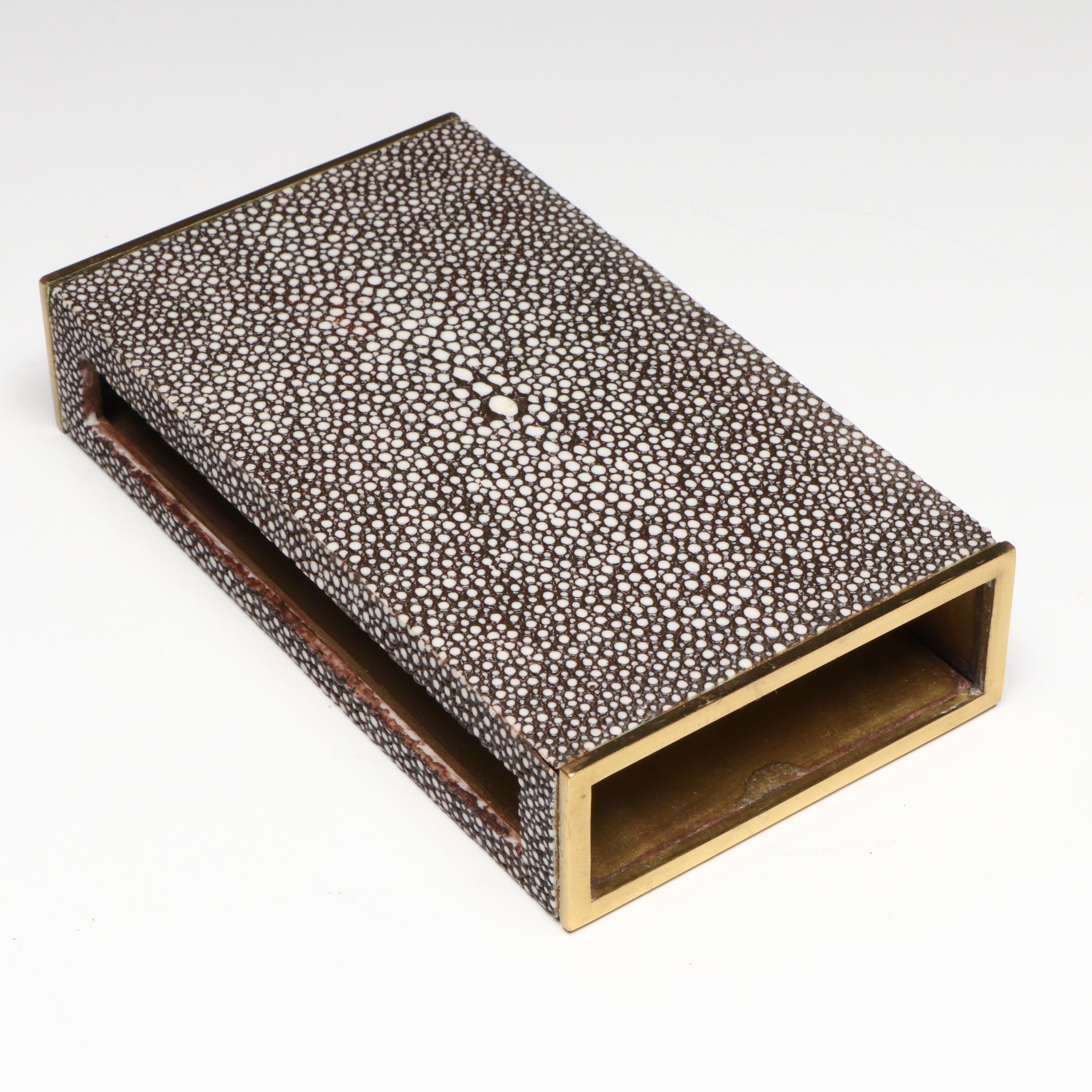 Hollywood Regency Style Crystal Ice Bucket with Brass Tray and Matchbox Holder