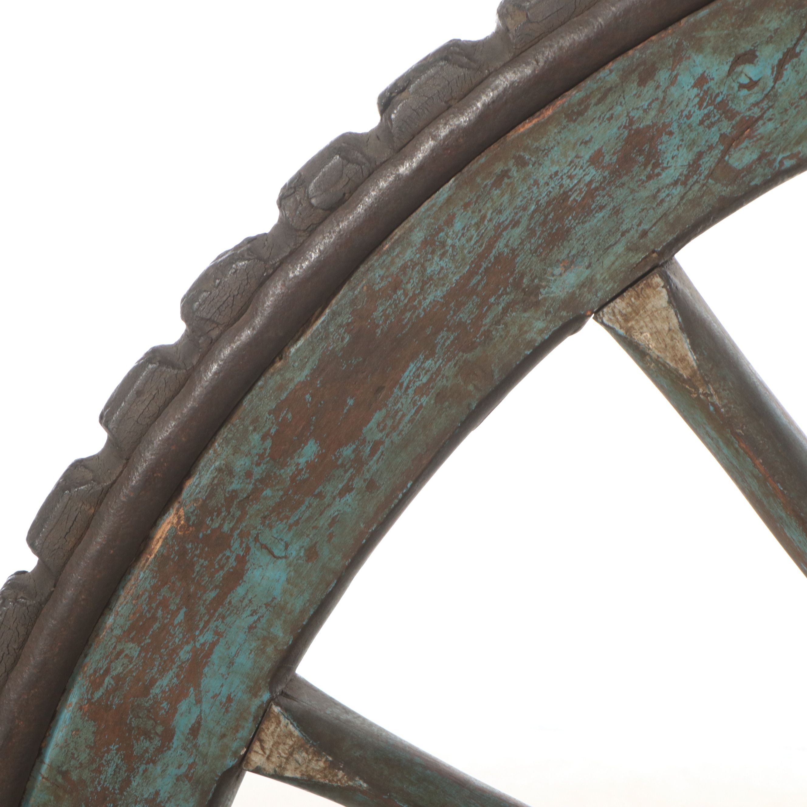 Rustic Style Cart Wheel on Stand