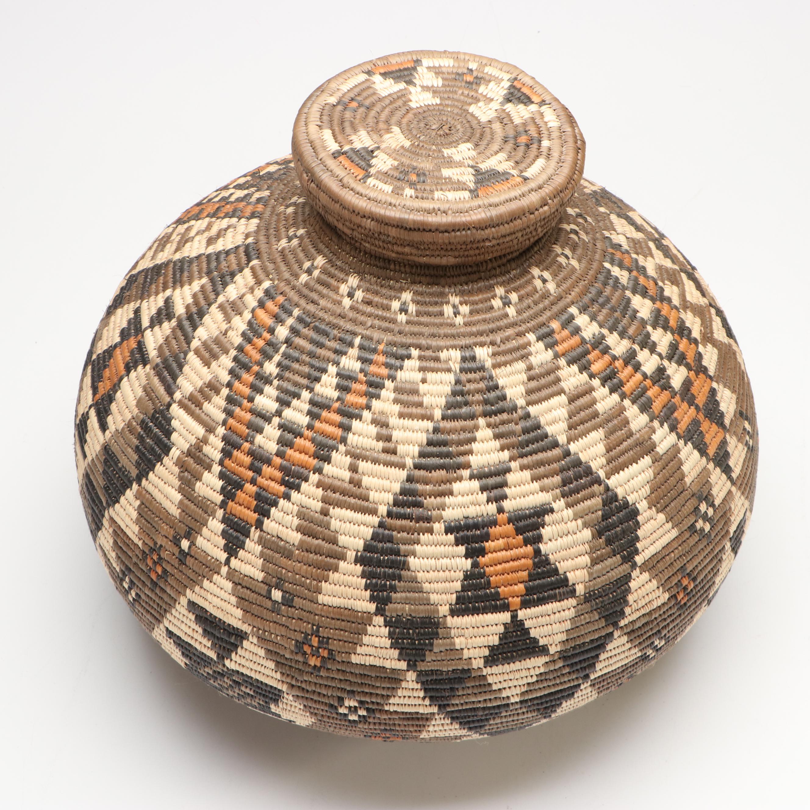 Esther Mdluhi Zulu Handwoven Ilala Palm and Natural Dye Vessel