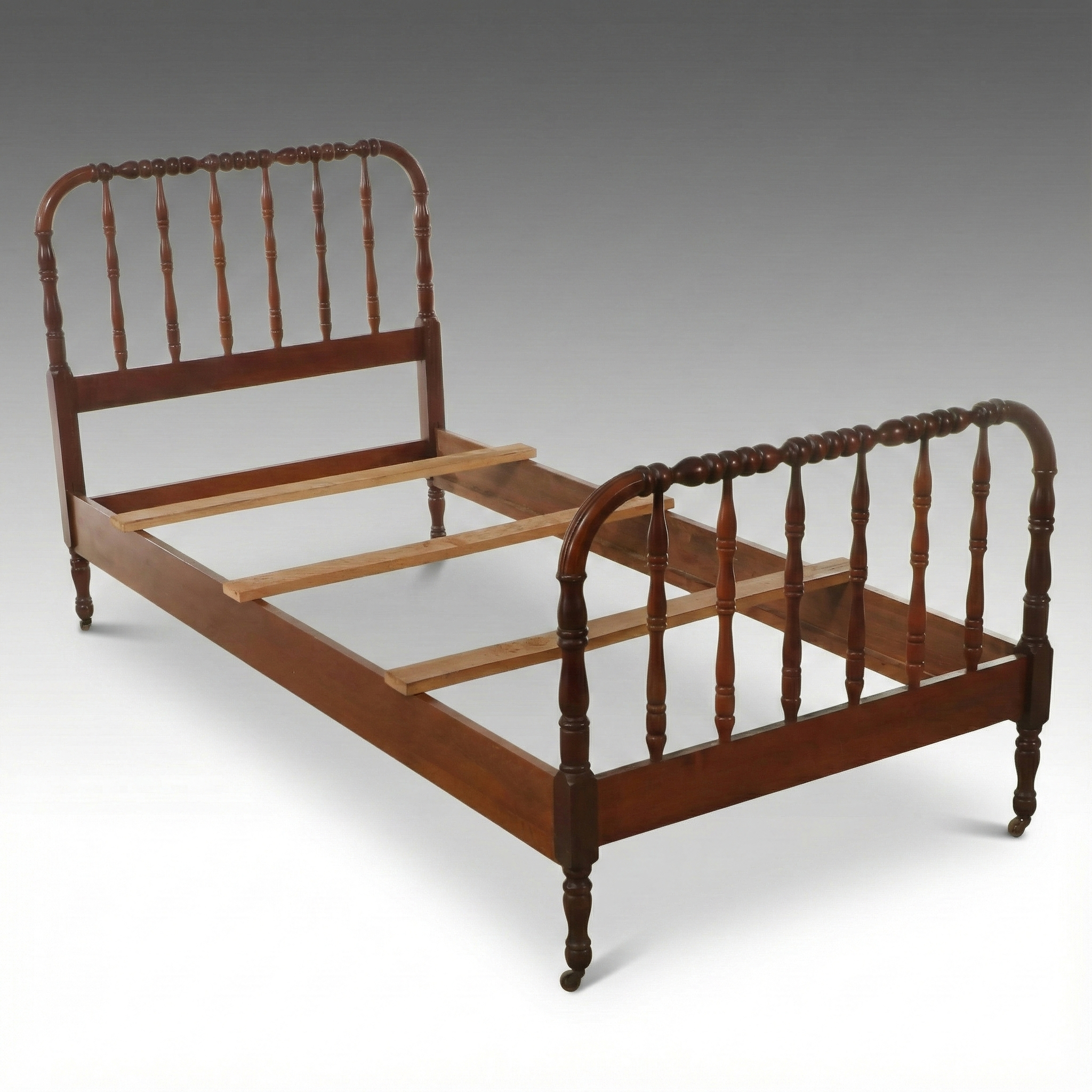 Jenny Lind Style Walnut Bed Frame, Early 20th Century