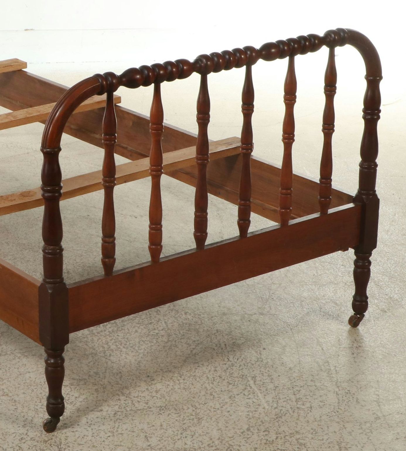 Jenny Lind Style Walnut Bed Frame, Early 20th Century