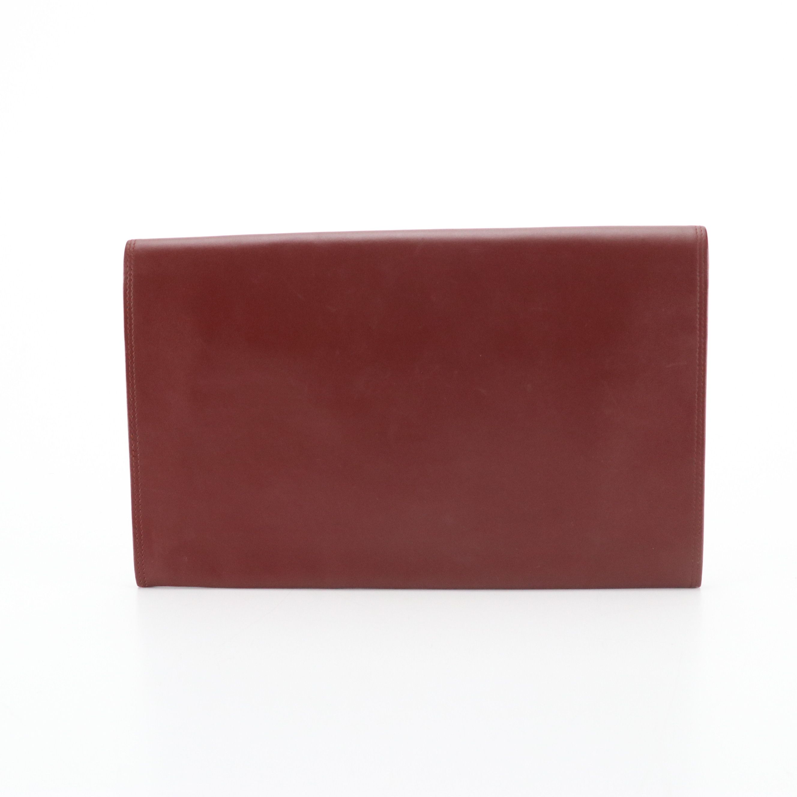 Cartier Must de Cartier Curved Flap Clutch in Burgundy Leather