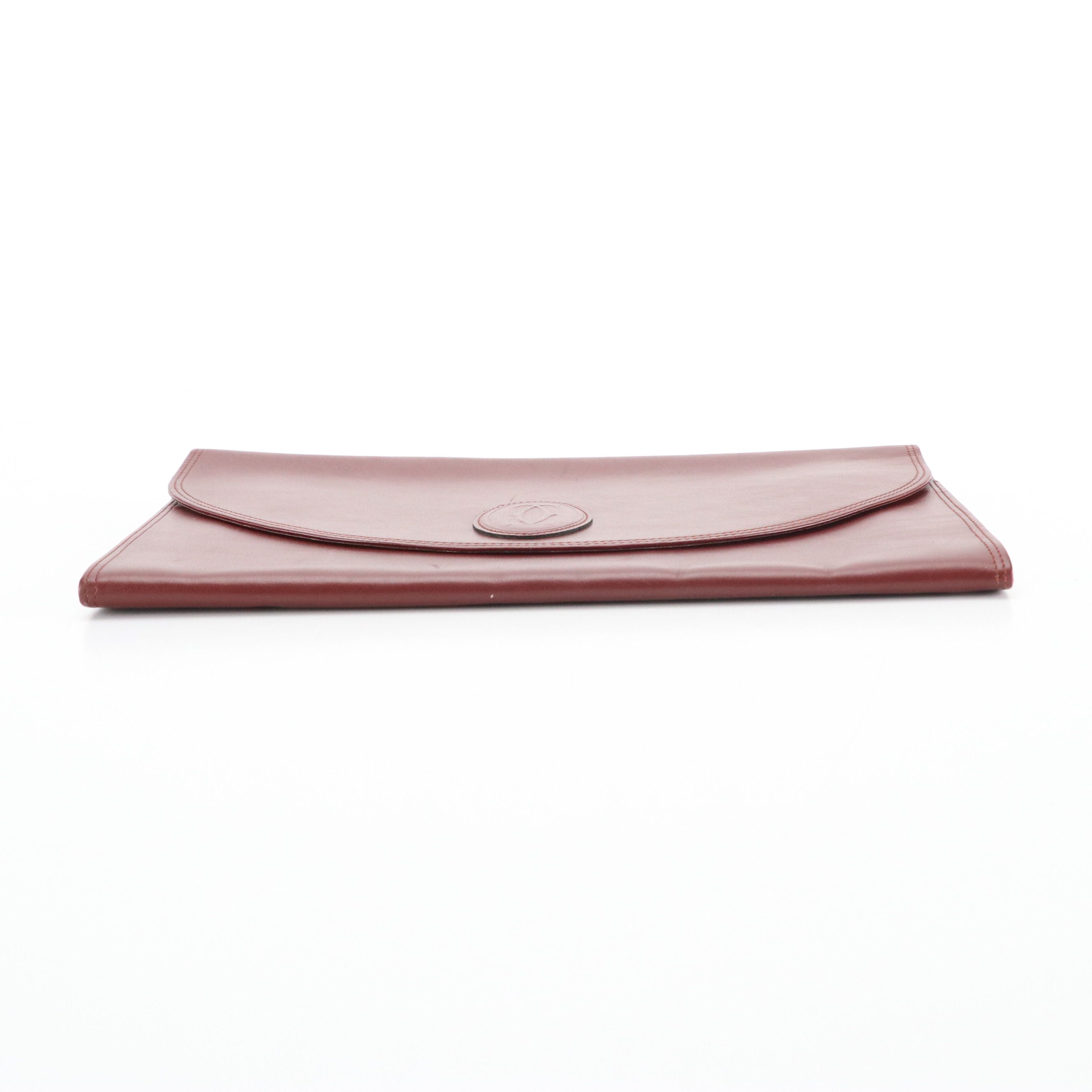Cartier Must de Cartier Curved Flap Clutch in Burgundy Leather