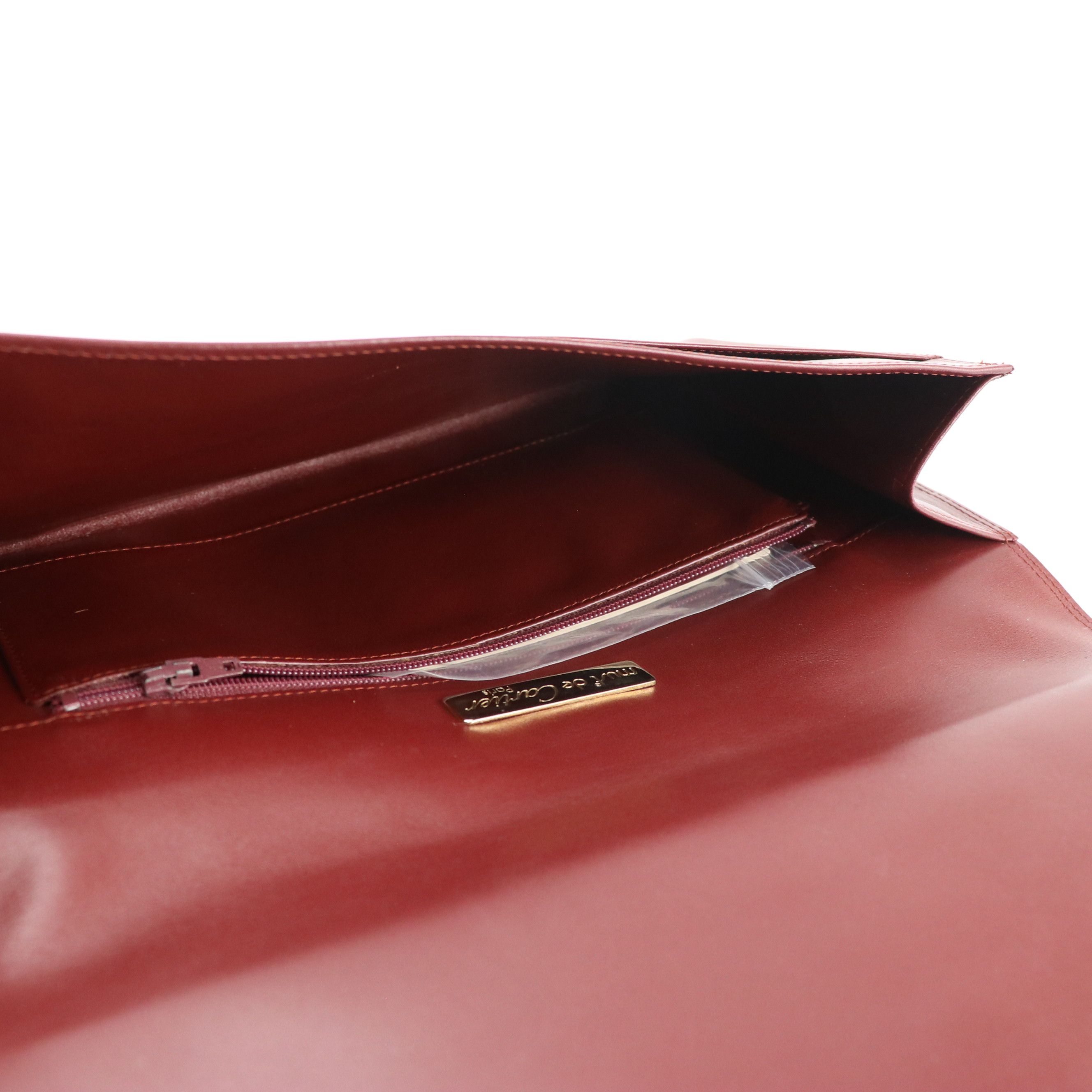 Cartier Must de Cartier Curved Flap Clutch in Burgundy Leather