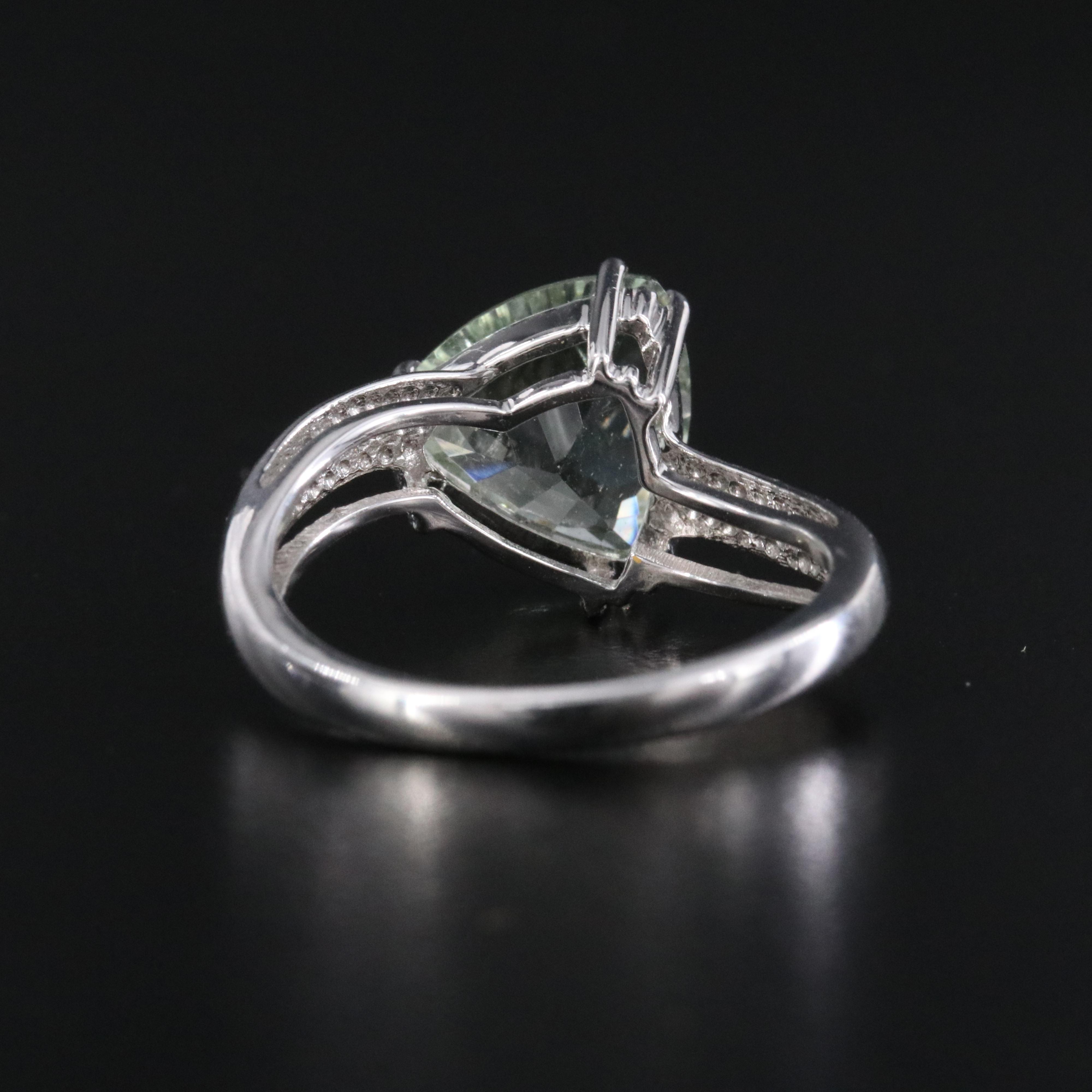 14K Prasiolite and White Sapphire Ring