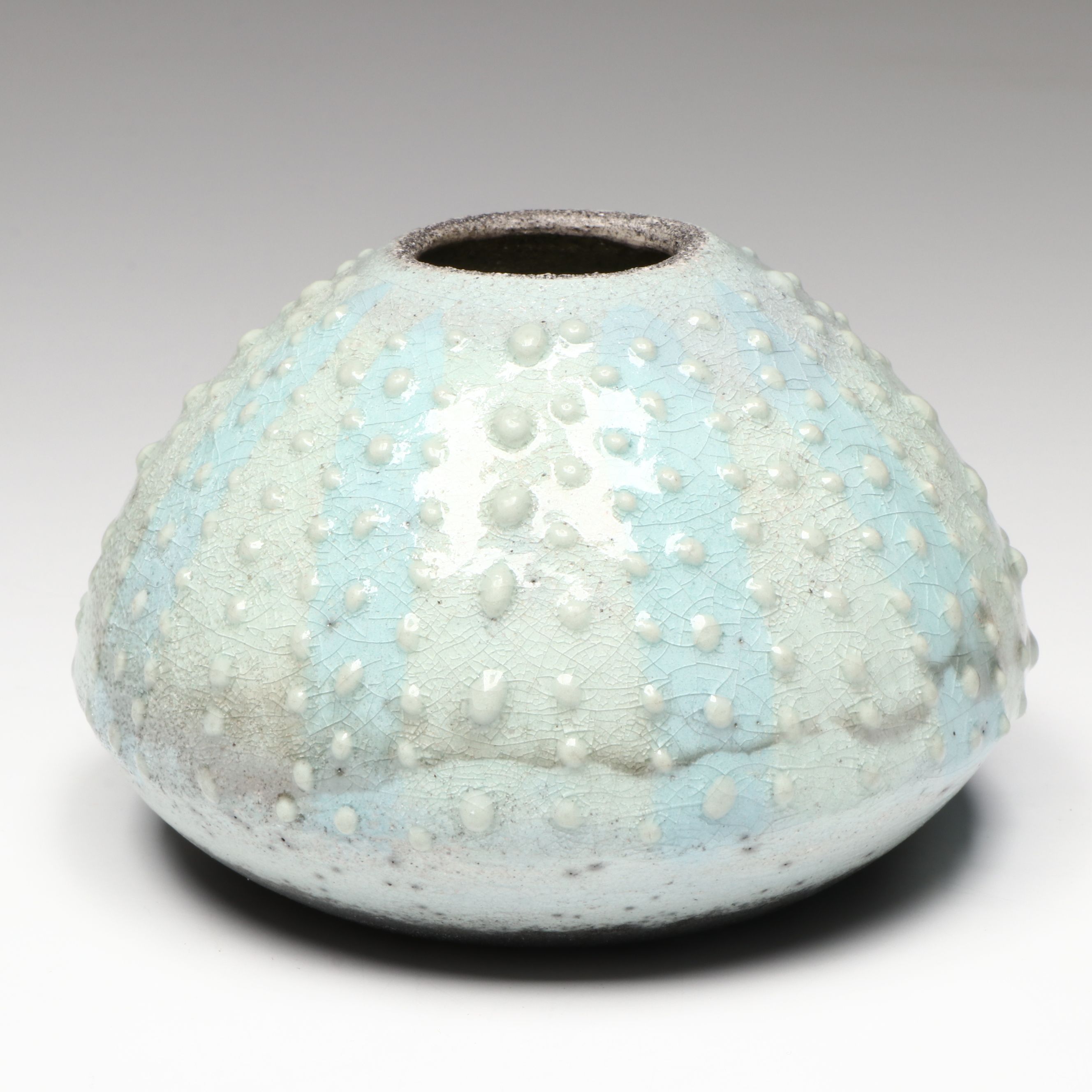 Vintage Brass Frog on Eggplant Censer with Bora Bora Ceramic Pot