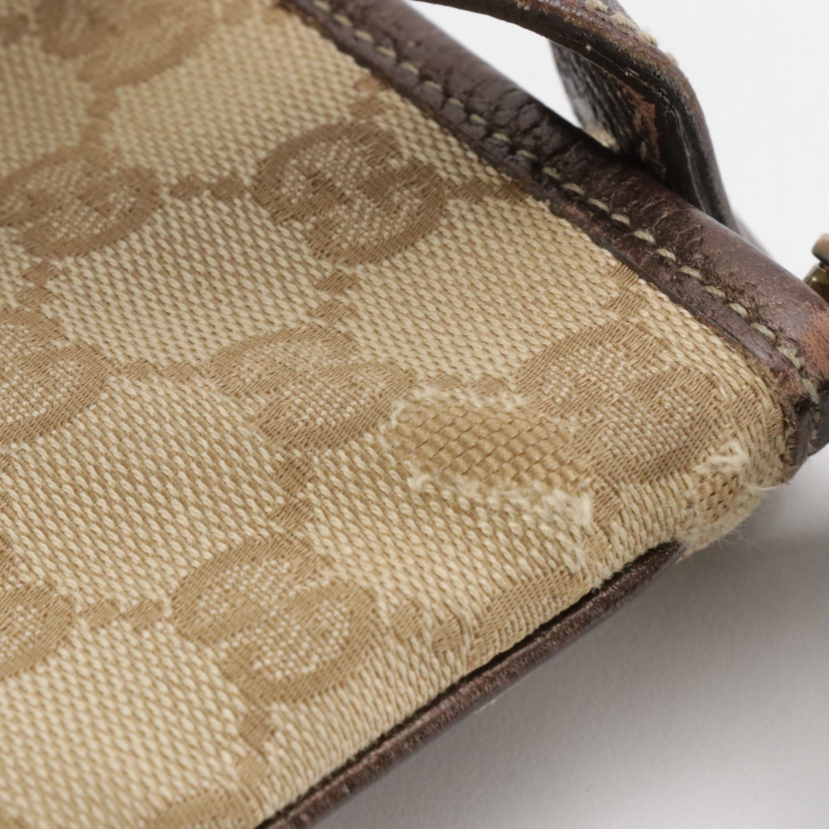 Gucci Jolicoeur Charm Crossbody Bag in GG Canvas and Bronze Leather