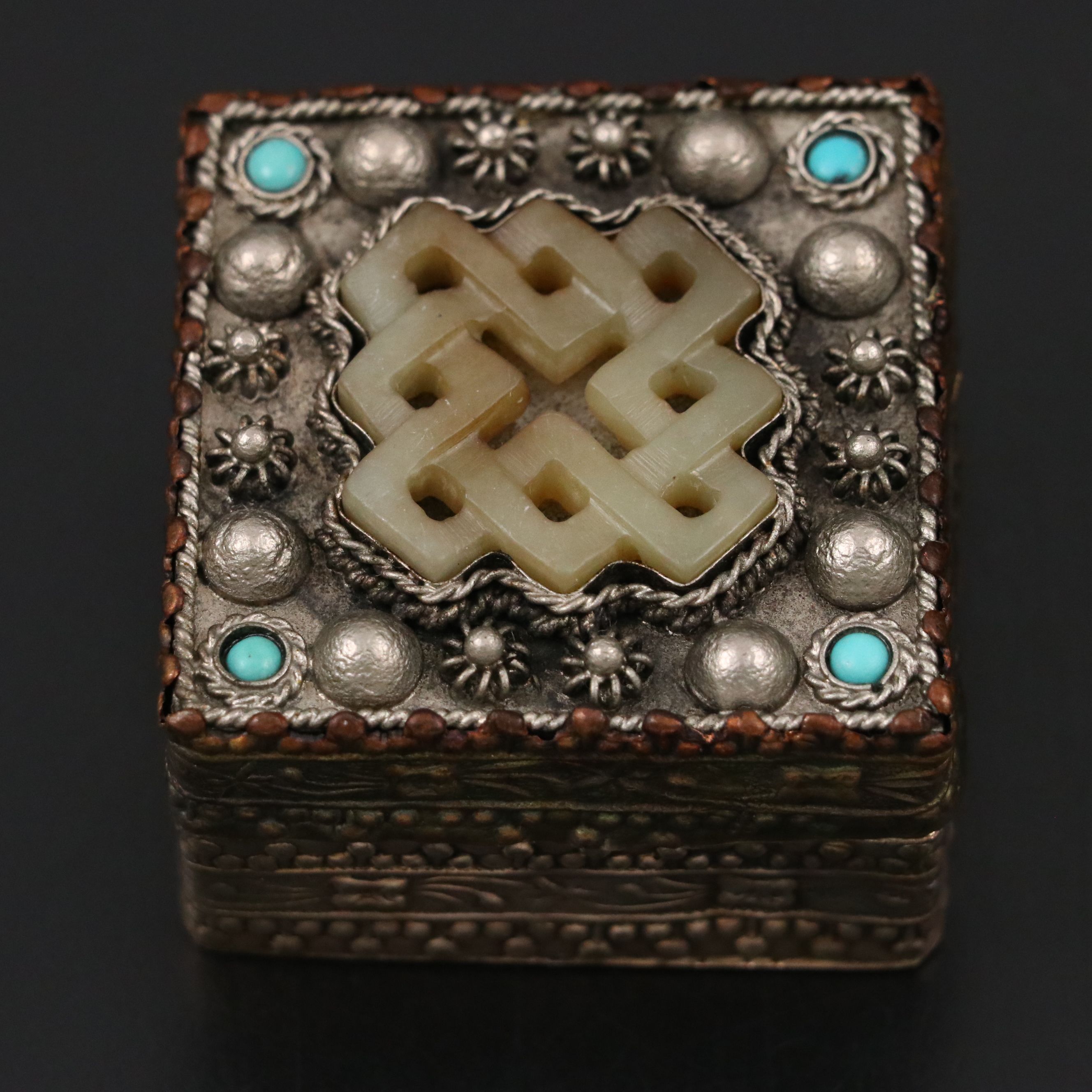 Tibetan Ghau with Other Stone Inlaid Boxes