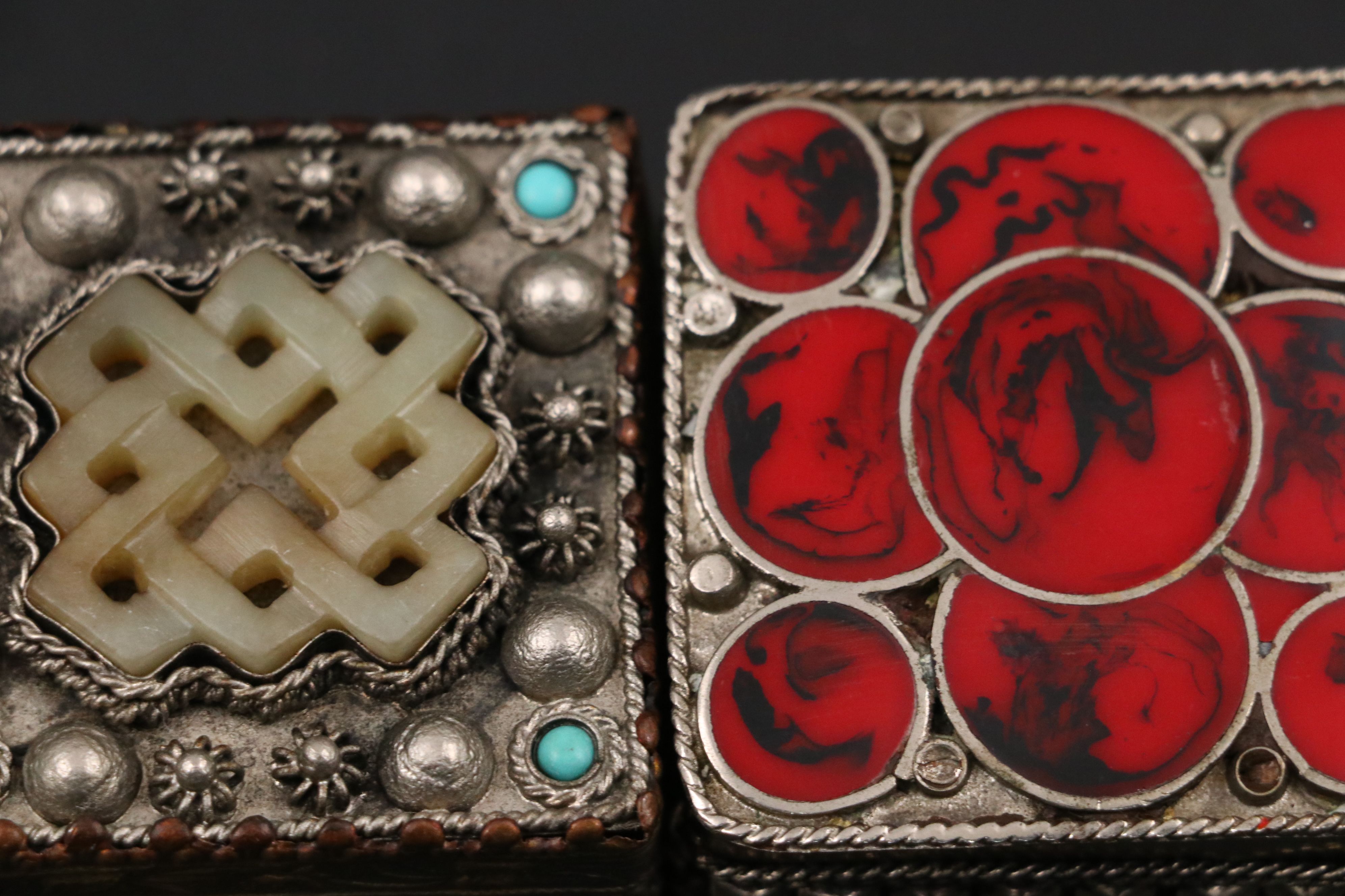 Tibetan Ghau with Other Stone Inlaid Boxes