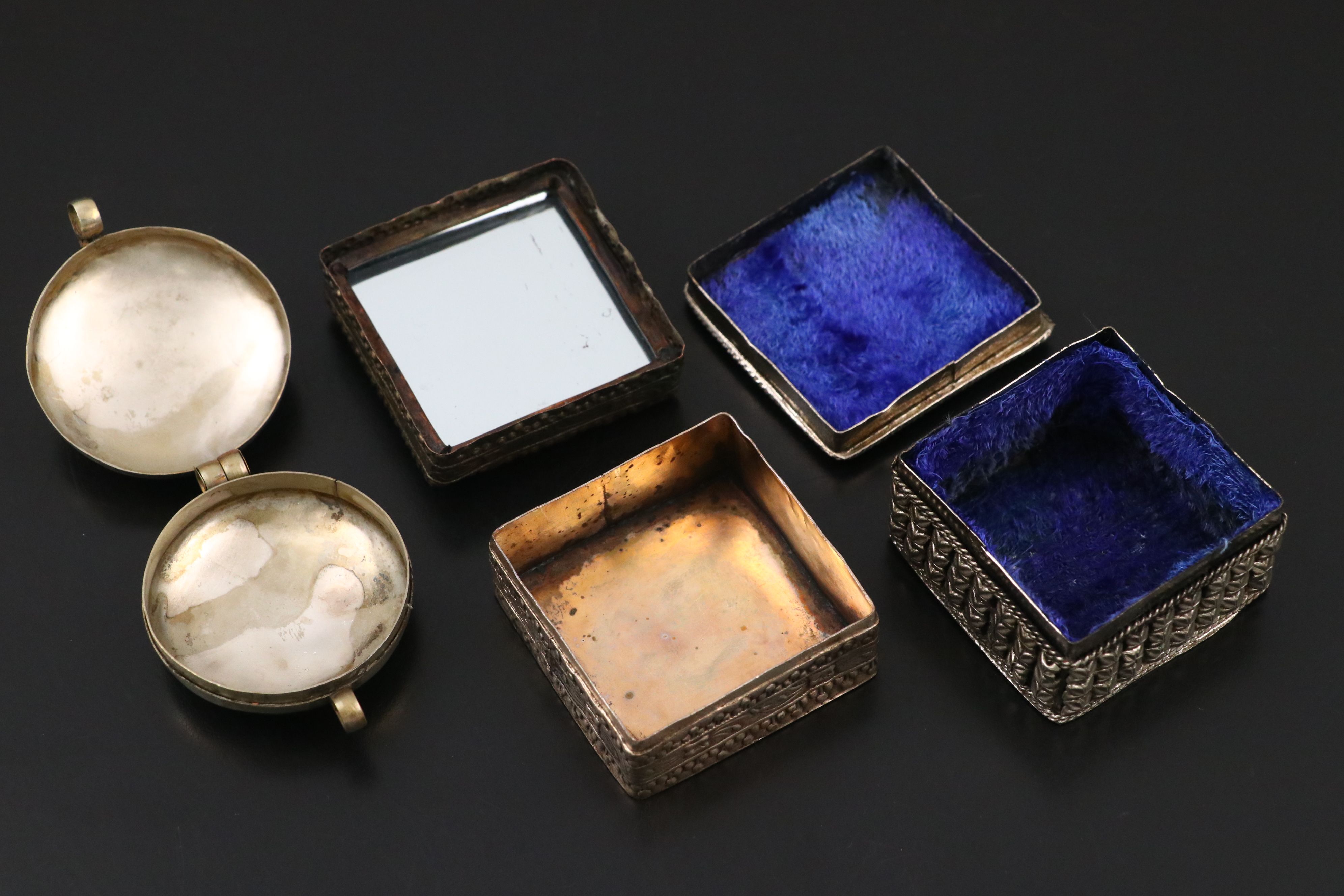 Tibetan Ghau with Other Stone Inlaid Boxes