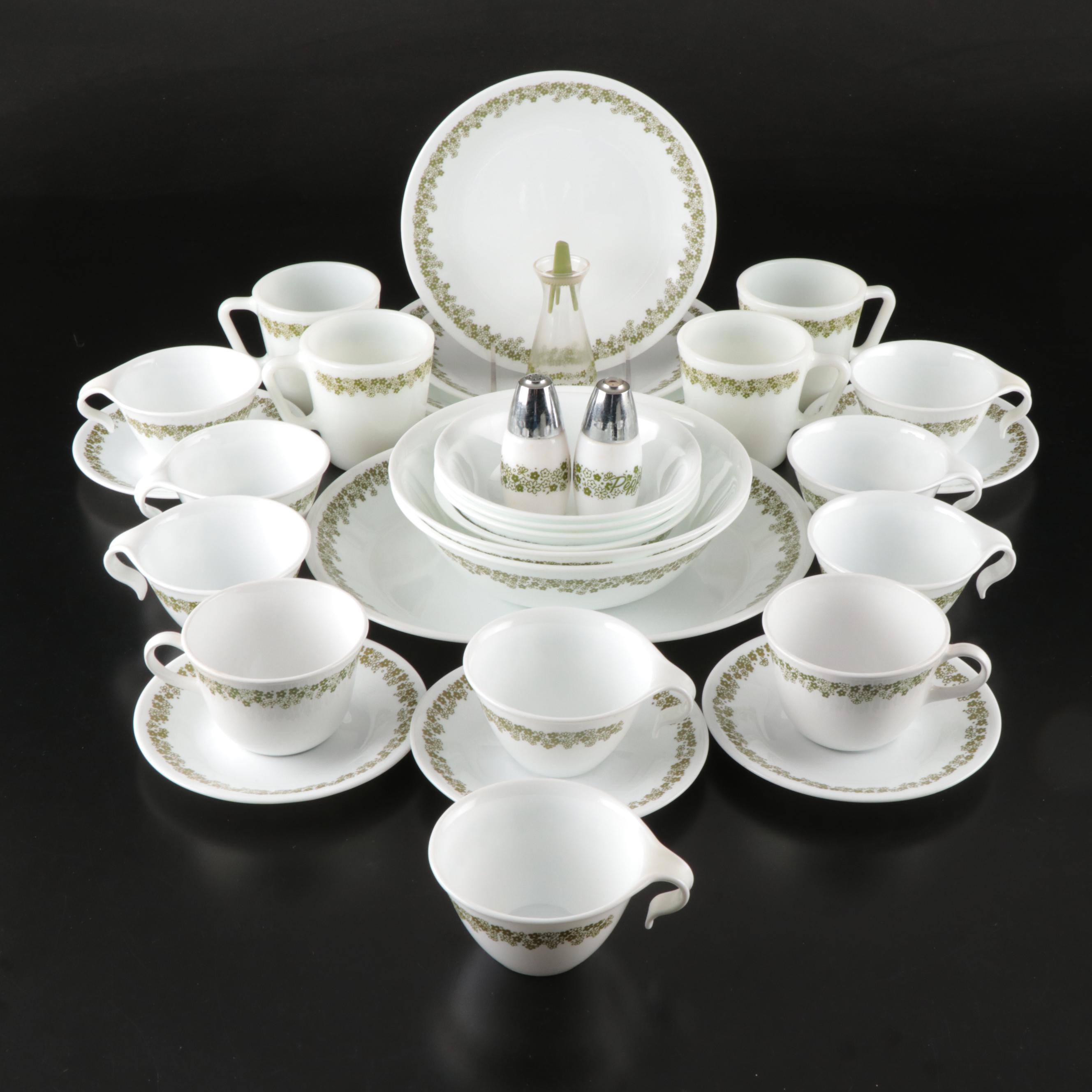 Pyrex and Corelle "Spring Blossom" Dinnerware, Mid to Late 20th Century