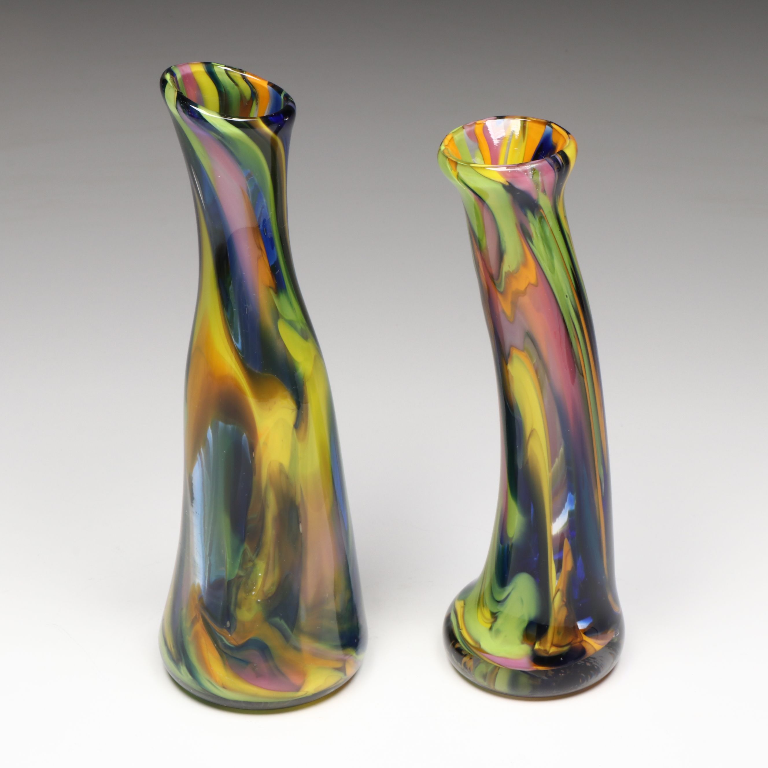 Grant Shippee Marbled Blown Glass Vases