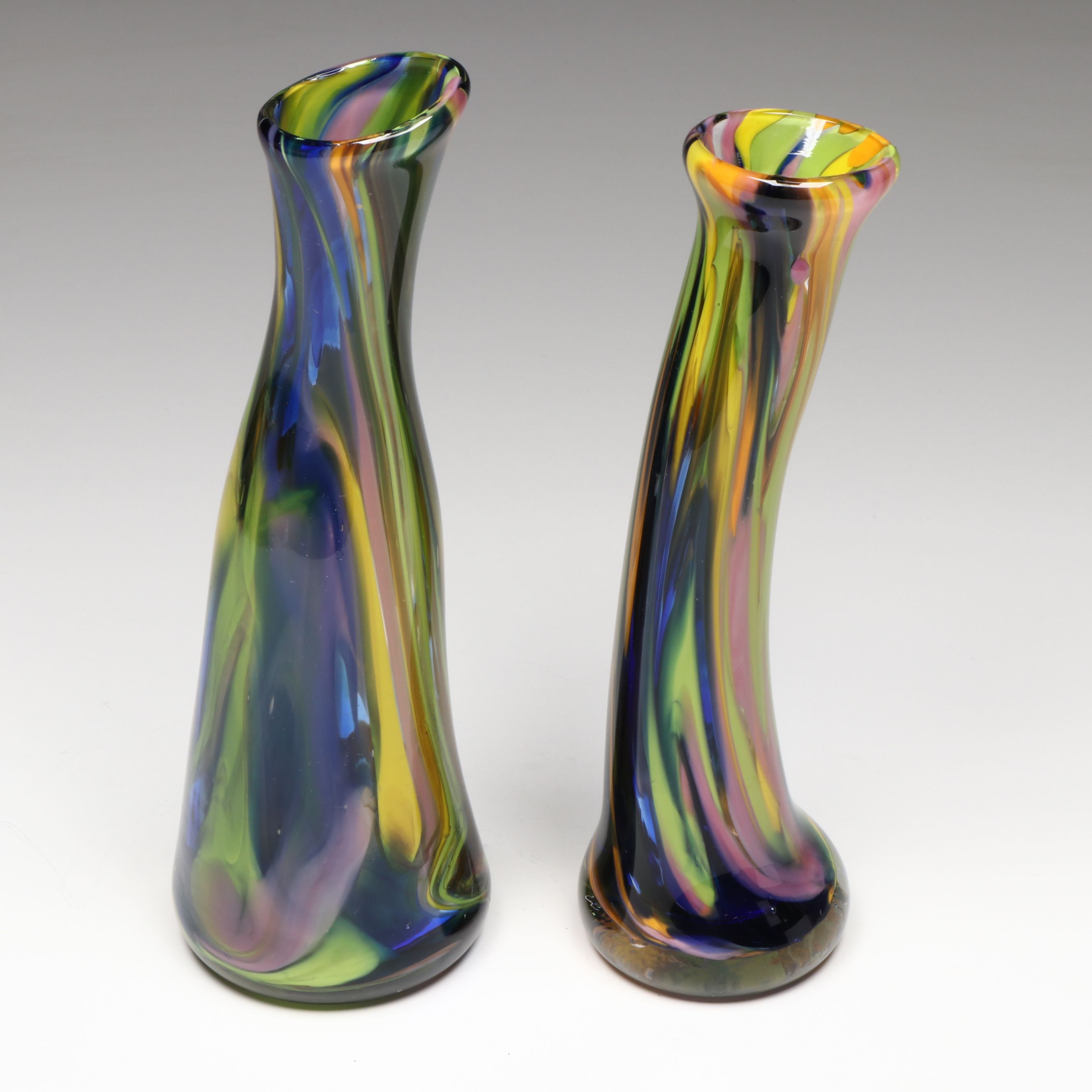 Grant Shippee Marbled Blown Glass Vases