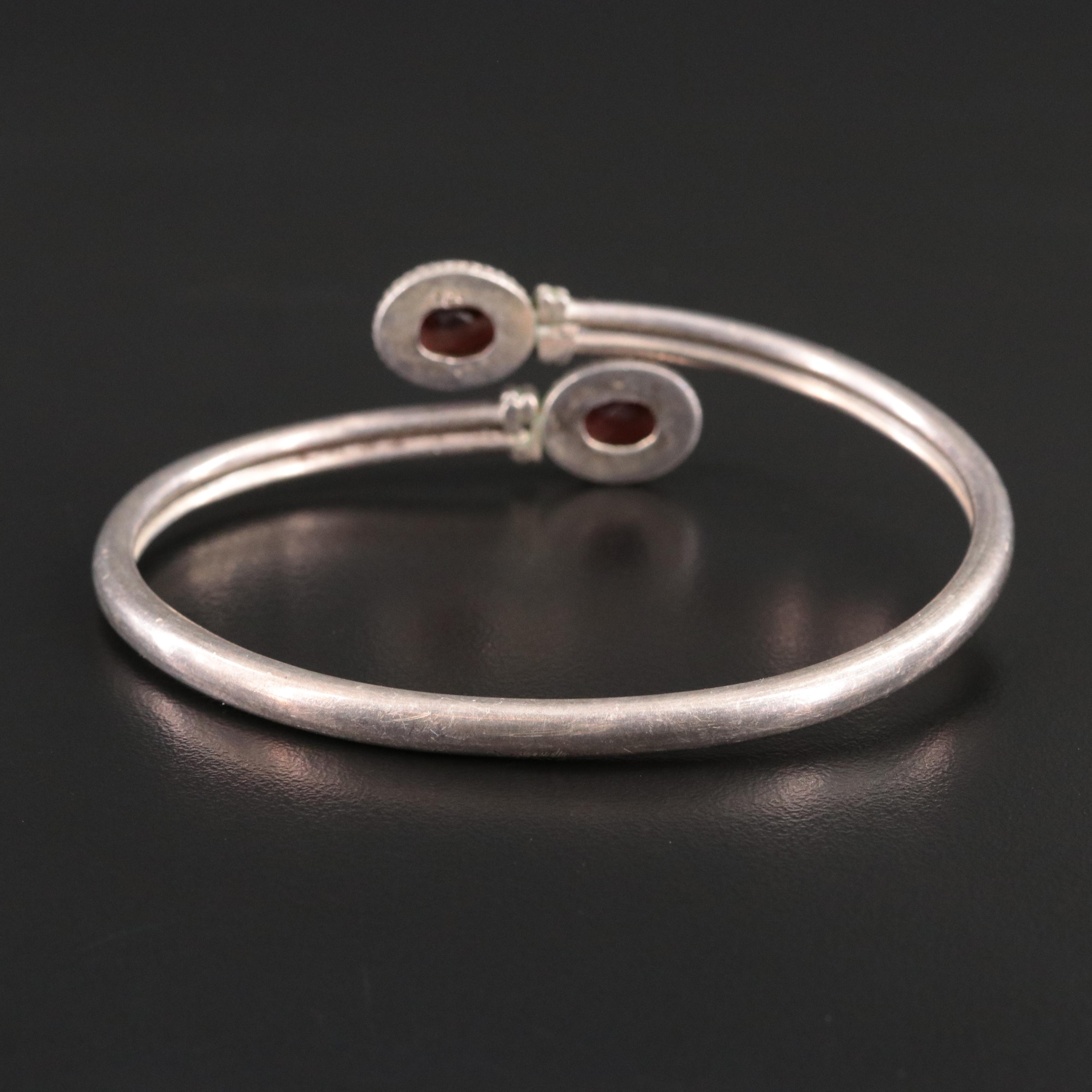 Sterling and Garnet Bypass Bracelet