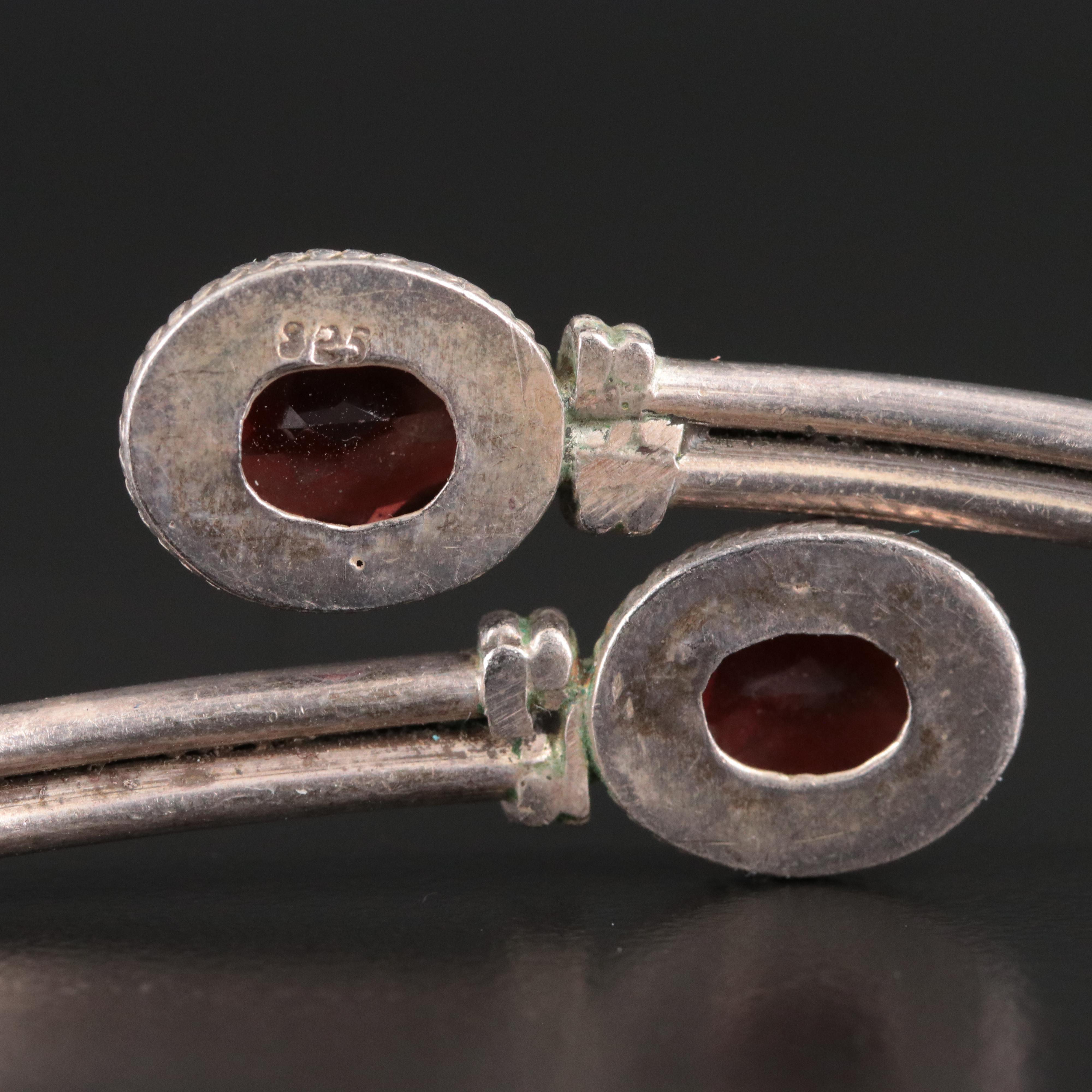 Sterling and Garnet Bypass Bracelet