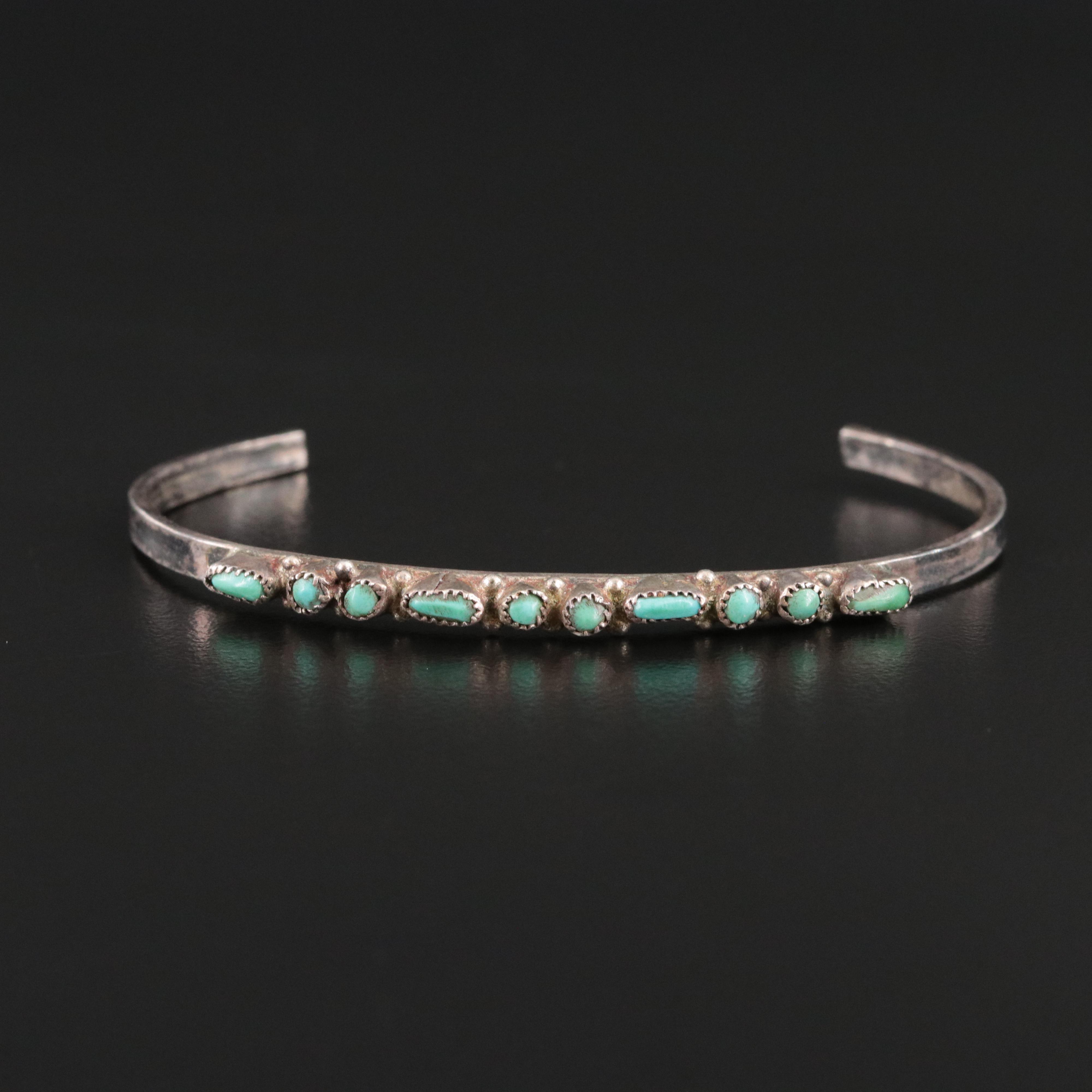 Western Sterling and Turquoise Slim Bracelet