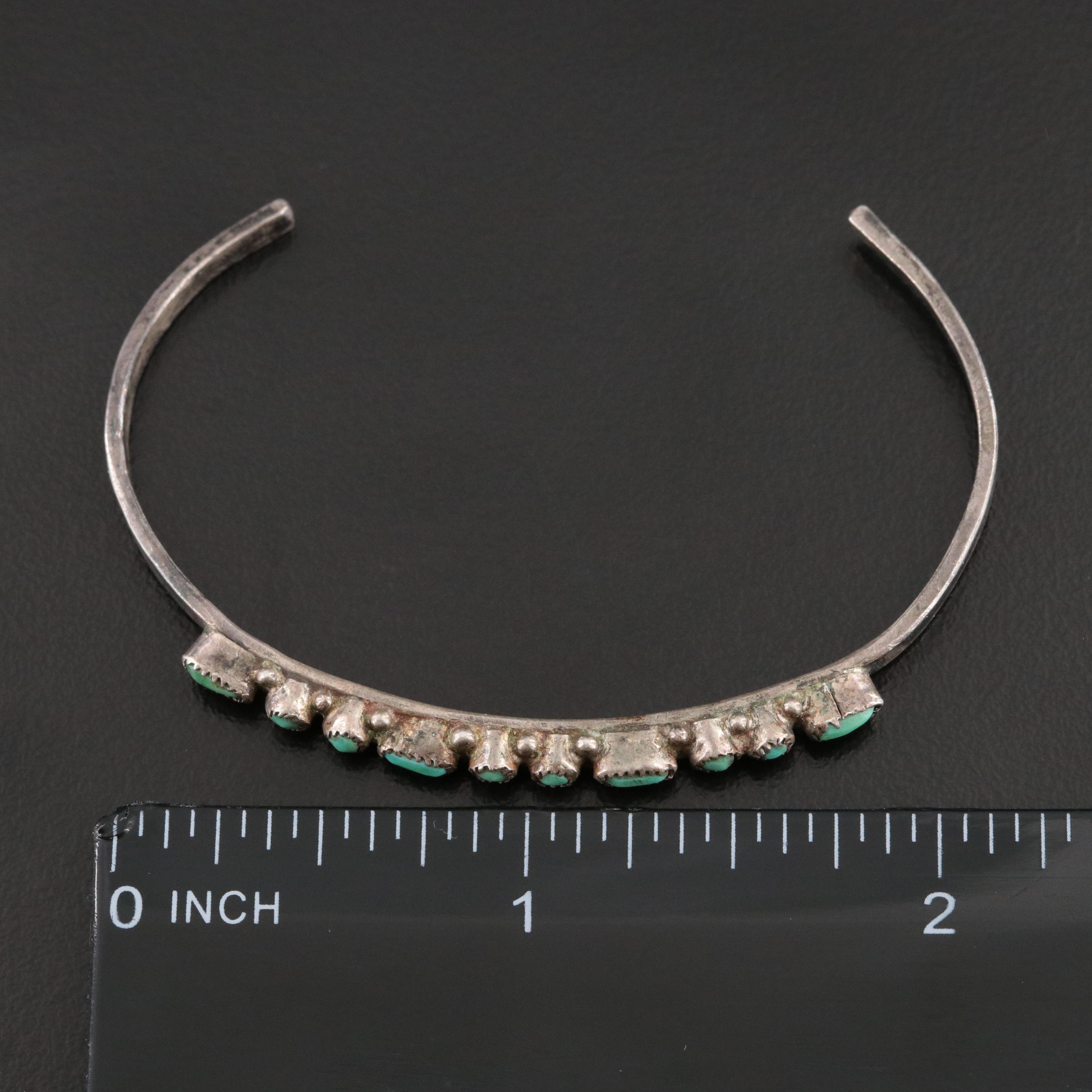 Western Sterling and Turquoise Slim Bracelet