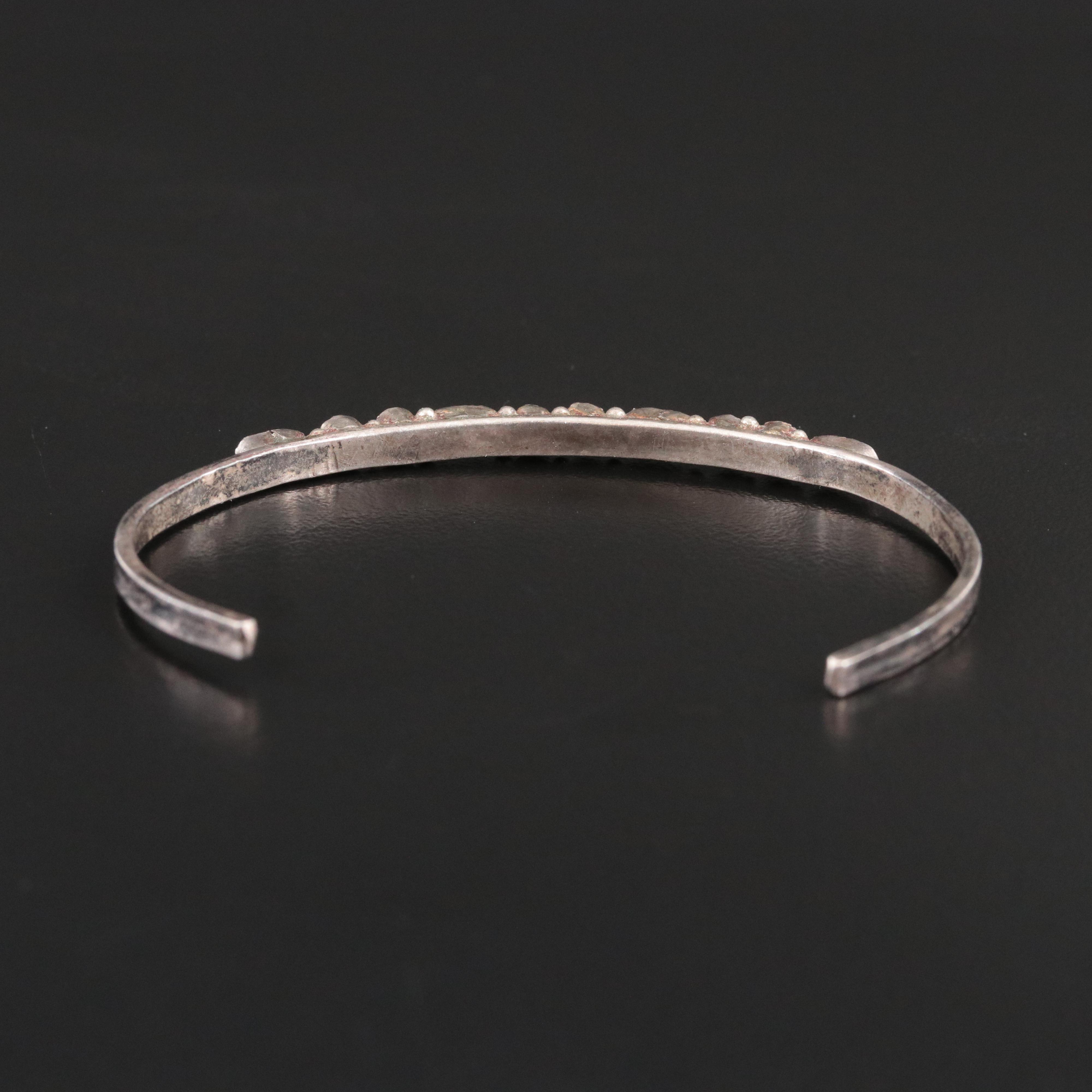 Western Sterling and Turquoise Slim Bracelet