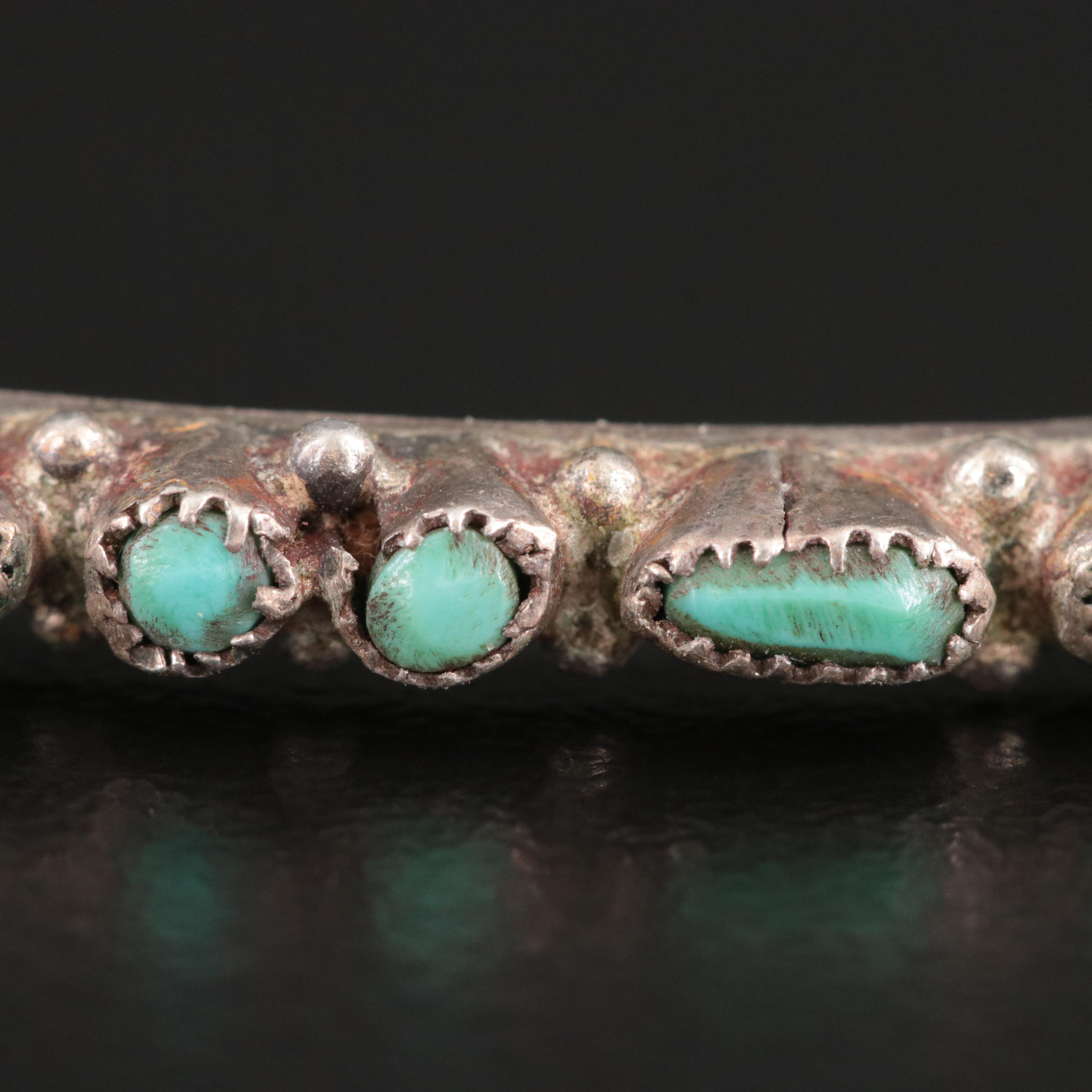 Western Sterling and Turquoise Slim Bracelet