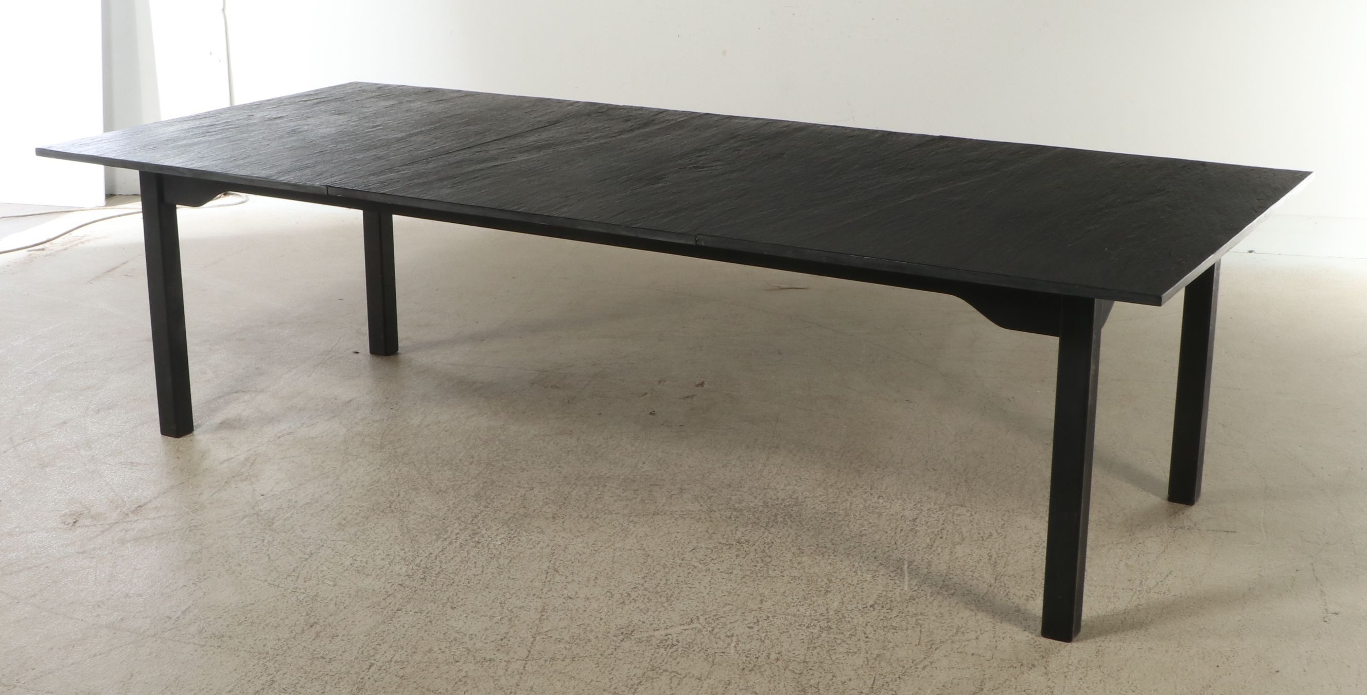 Contemporary Powder Coated Steel Conference Table with Three-Piece Slate Top