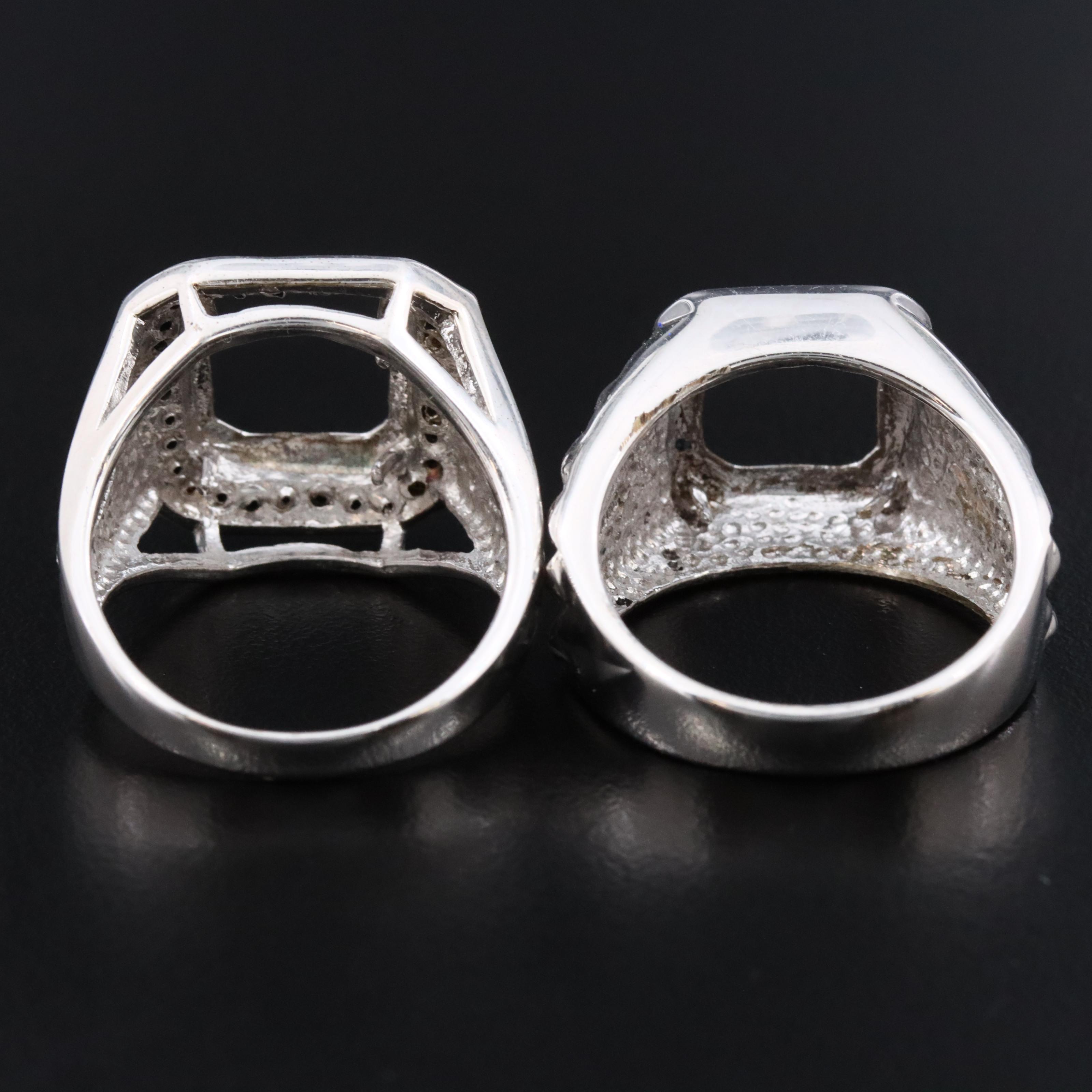 Sterling Semi Mount and Blank Mounting Rings with Black Spinel