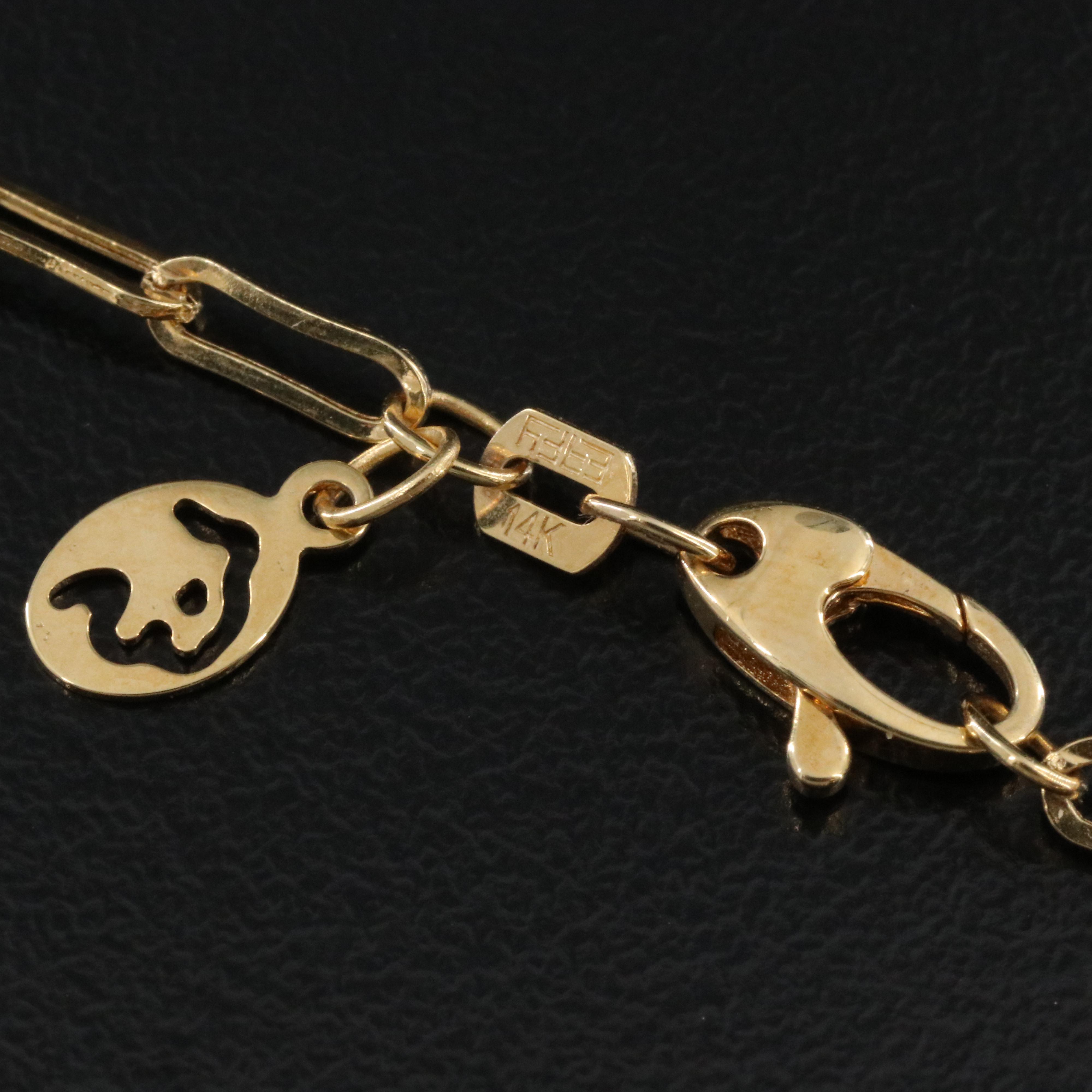 EFFY 14K Black Onyx, Diamond and Enamel Jaguar Pendant on Paper Clip Necklace