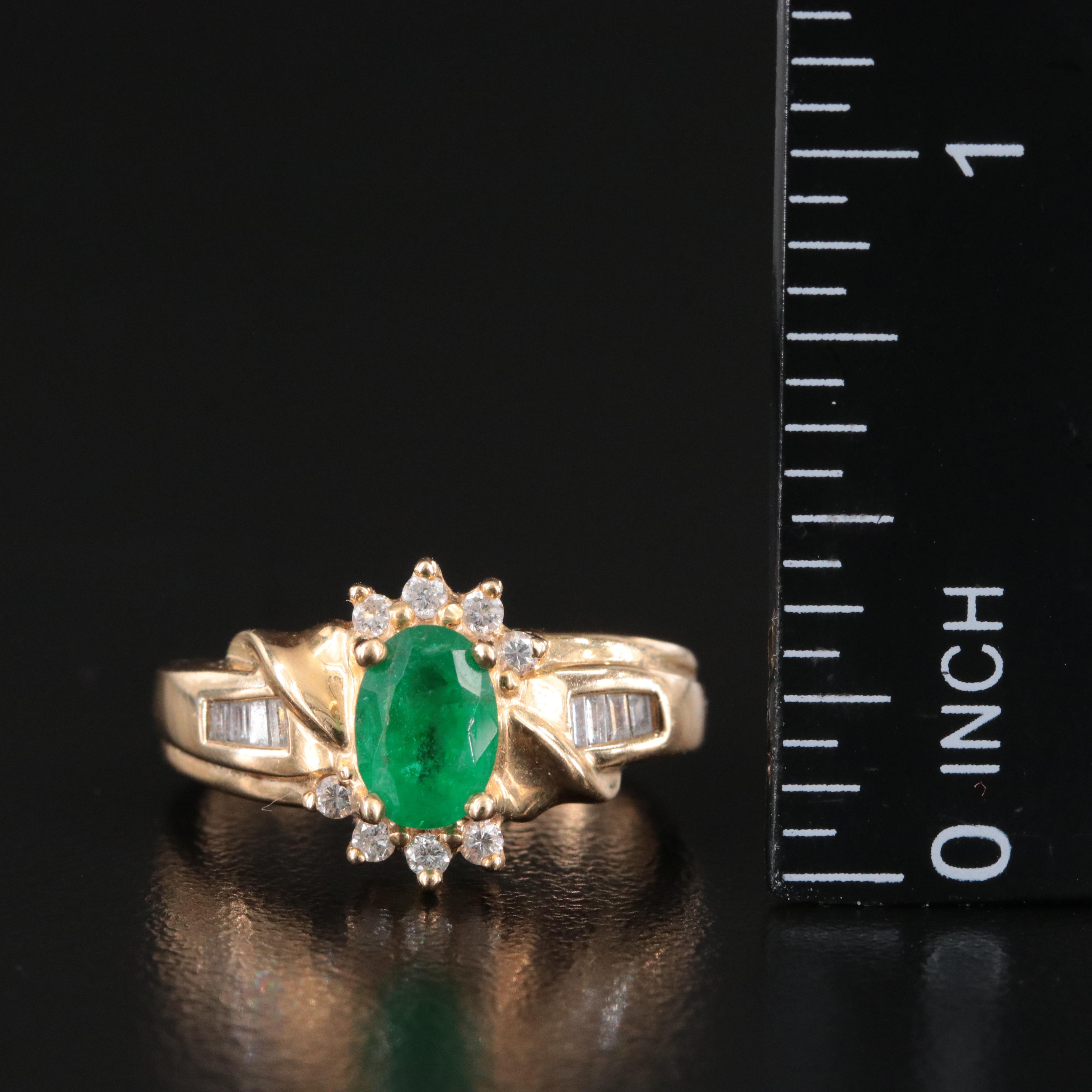 14K Emerald and Diamond Ring